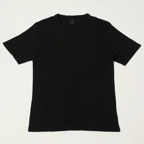 Cool Style Cozy and Soft Knickerbocker Rib Pocket T-Shirt - Black