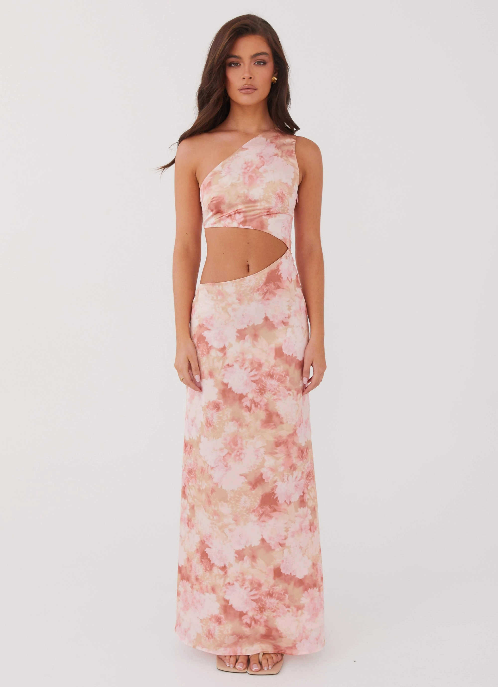 Krista One Shoulder Maxi Dress - Flower Garden Minimal Cut