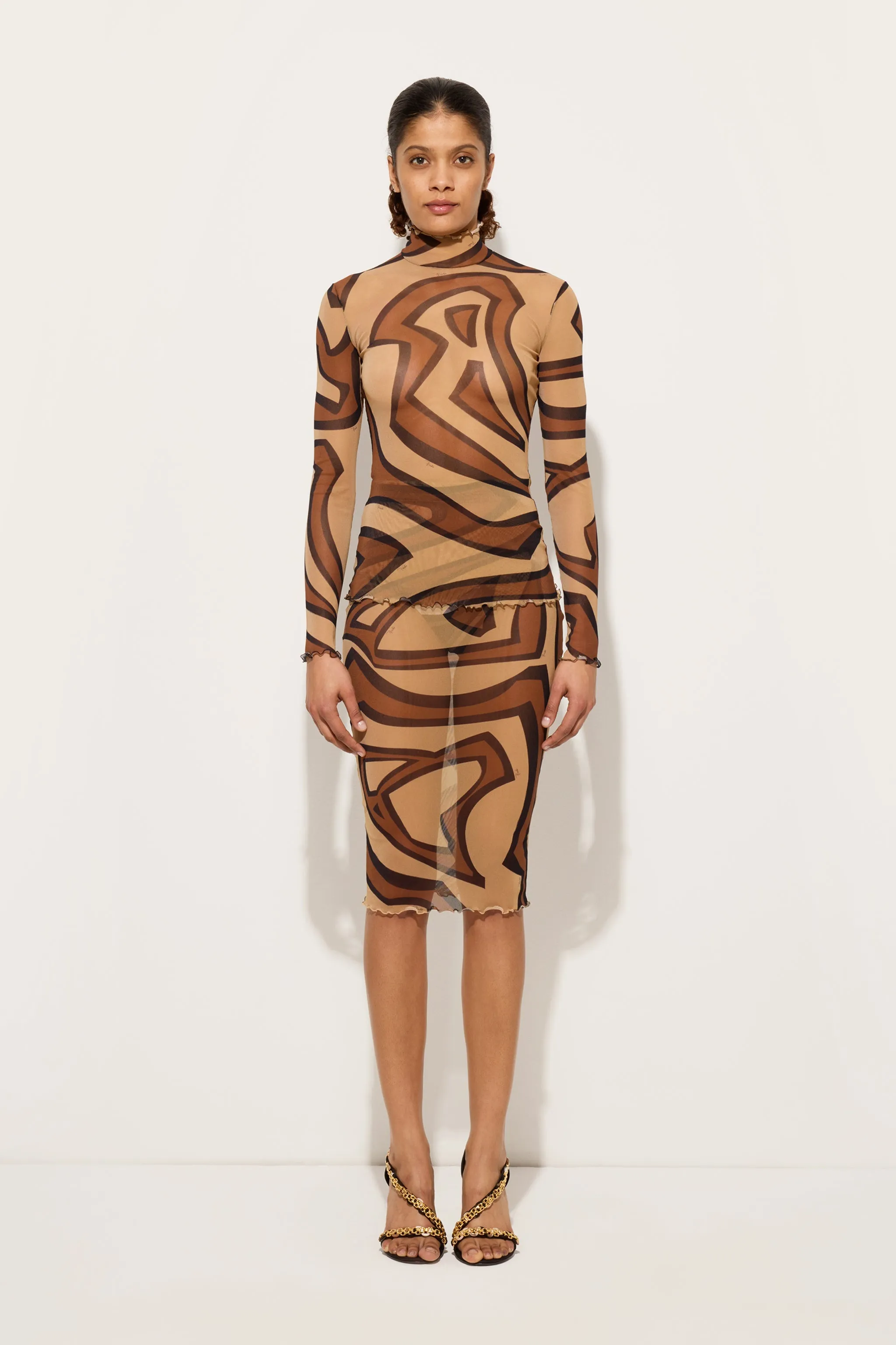 Labirinto Print Tulle Top Job Interview Tailored Style