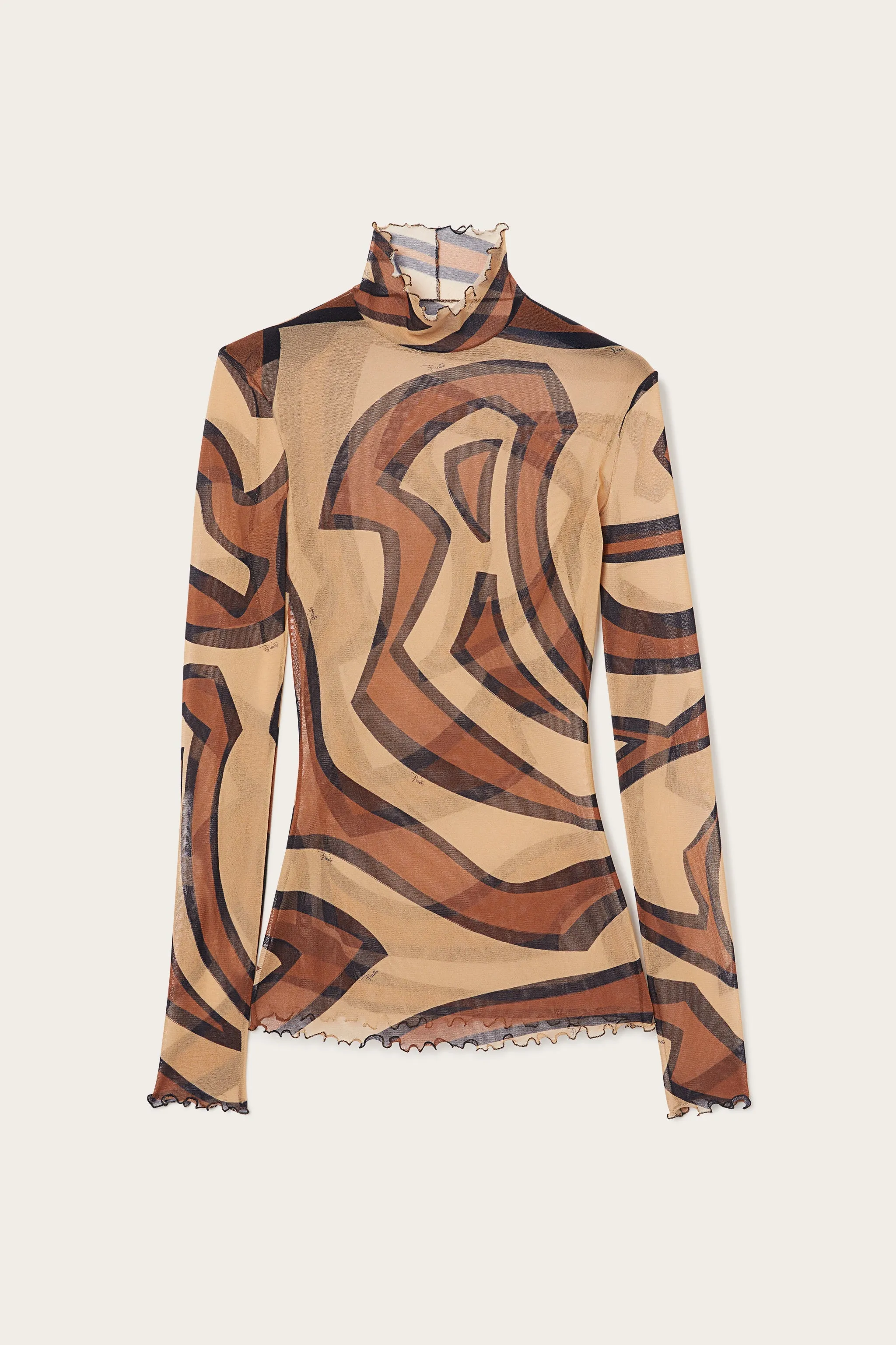 Labirinto Print Tulle Top Effortless Style Classic Color