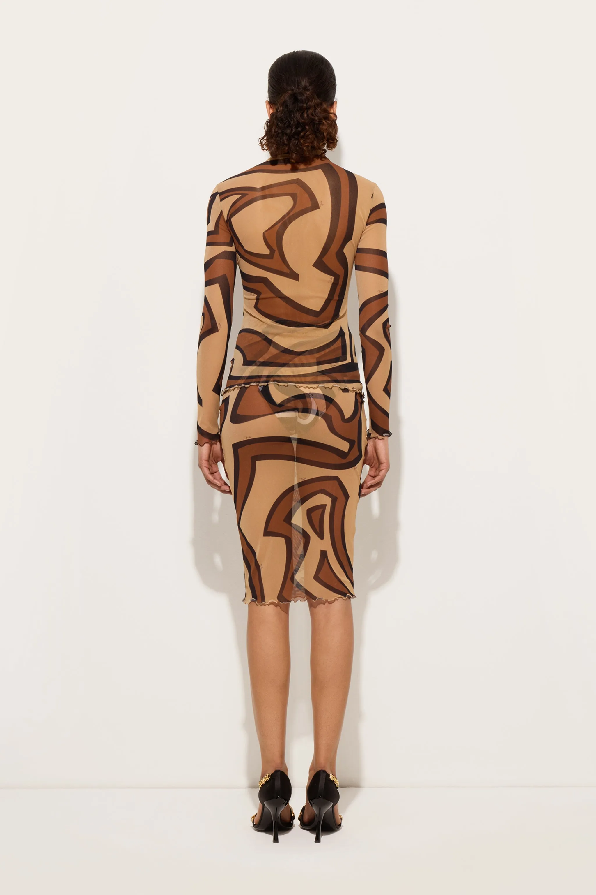 Labirinto Print Tulle Top Cultural Inspired Stretchable Cloth