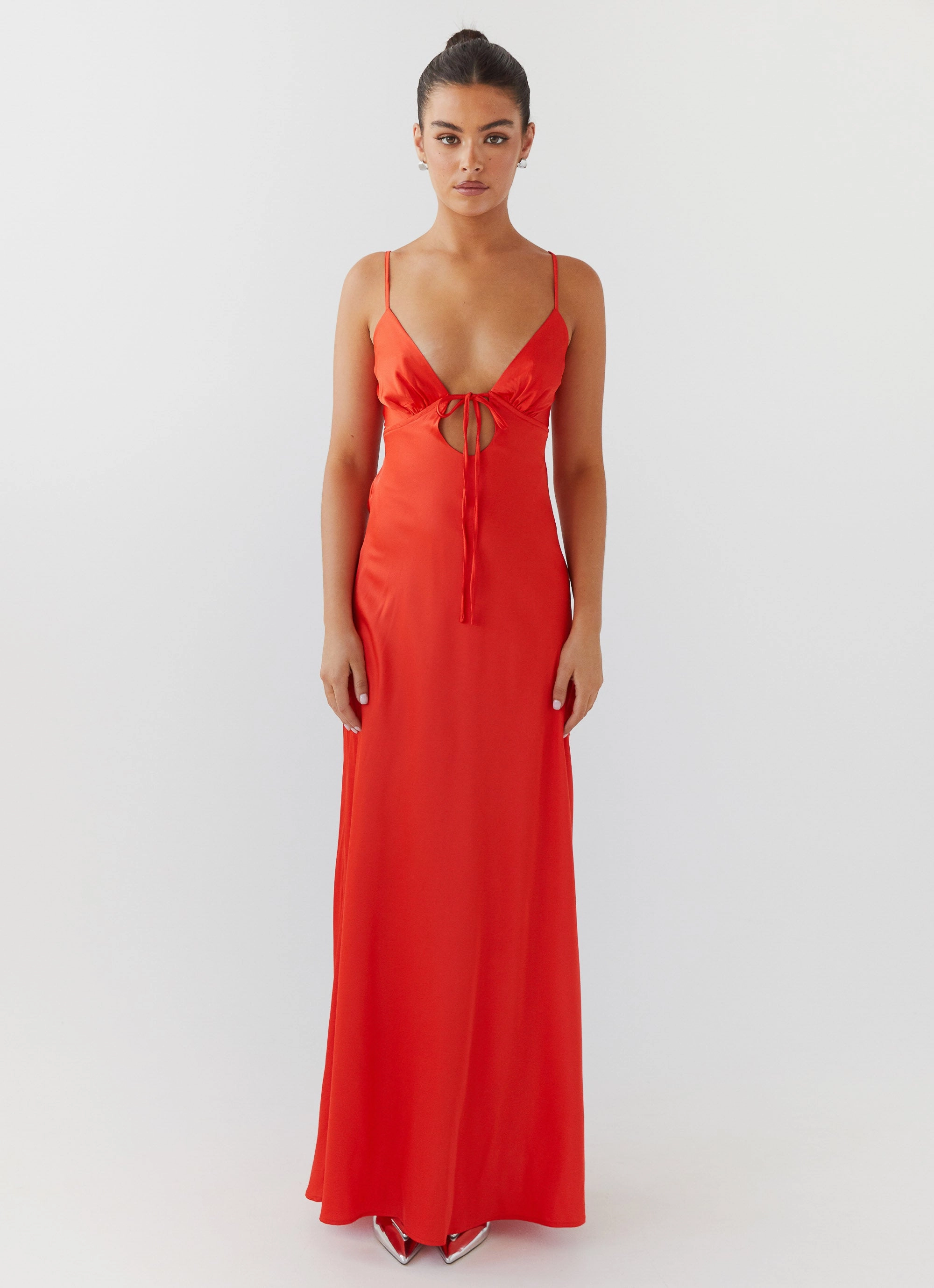 Flora Satin Maxi Dress - Citrus Harmonious Layers