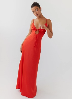 Flora Satin Maxi Dress - Citrus Date Vibe