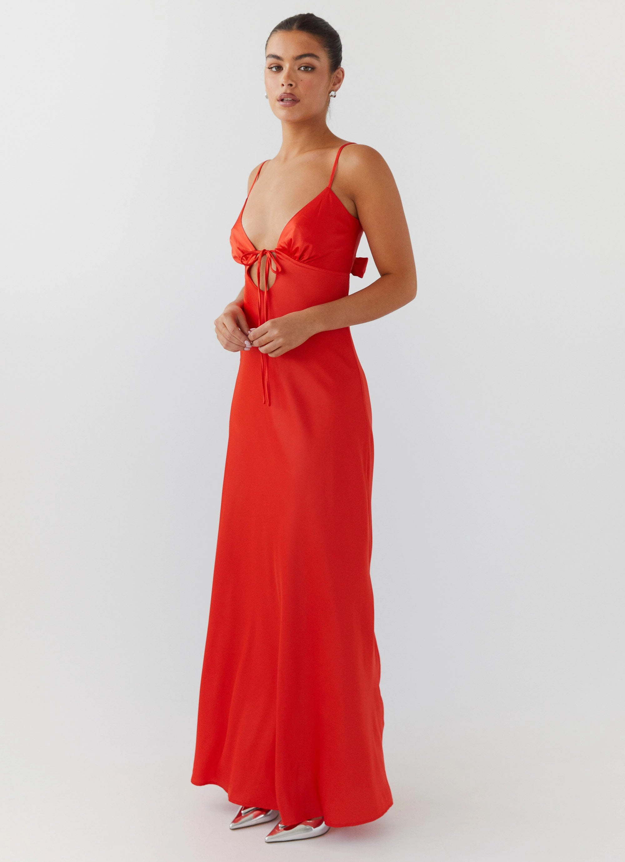 Flora Satin Maxi Dress - Citrus Fall Tone