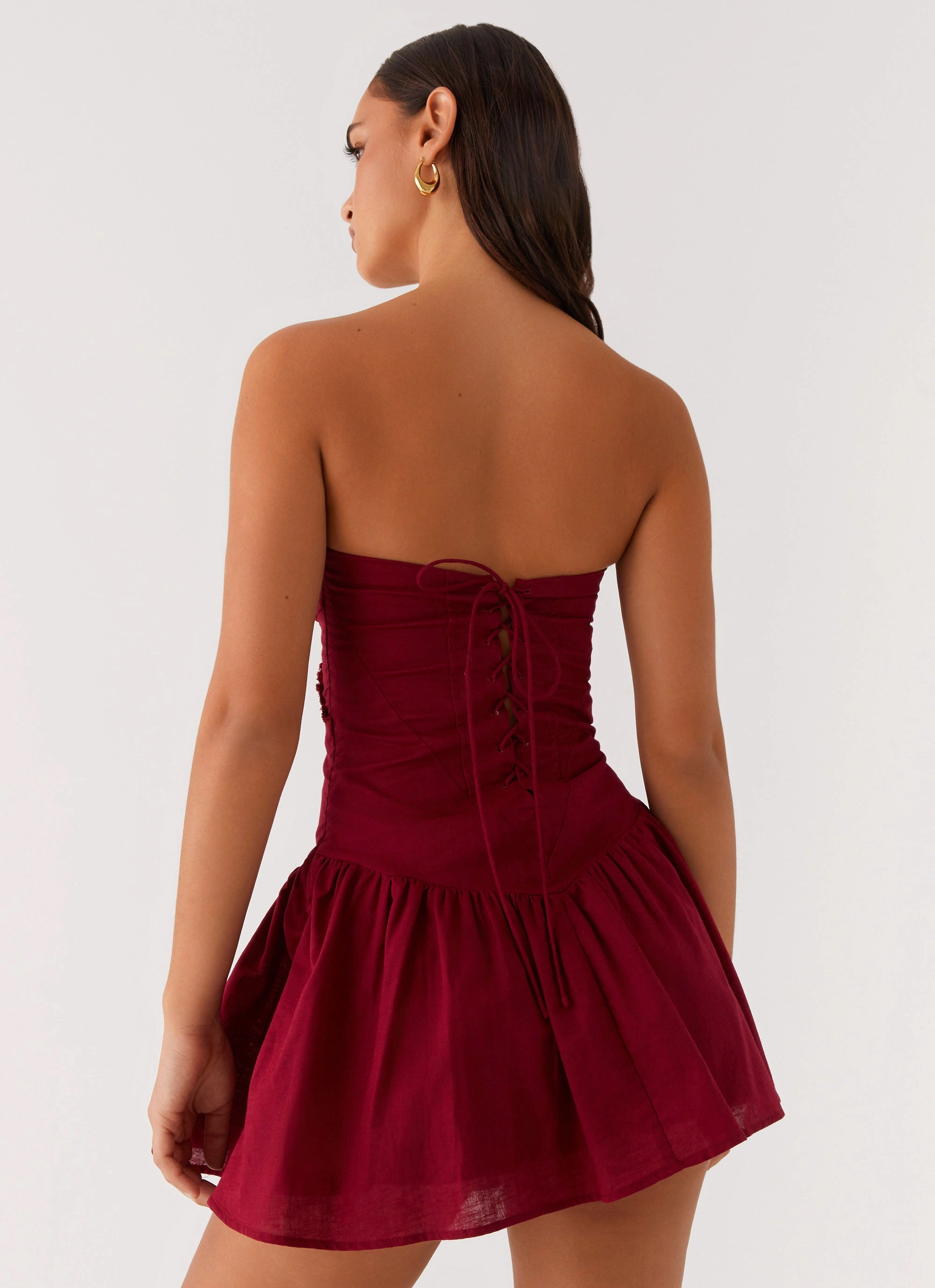 Luxe Touch Larnie Linen Mini Dress - Deep Red