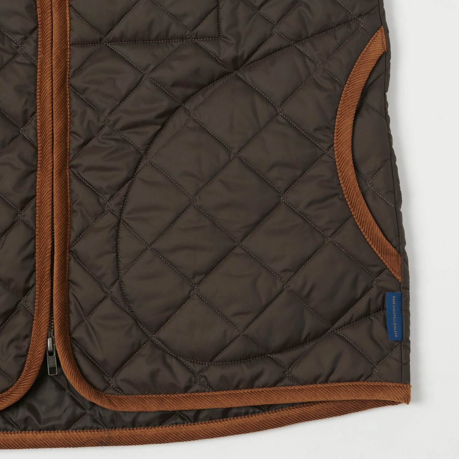 Interchangeable Lavenham Zip Bomber Gilet - Dark Chocolate