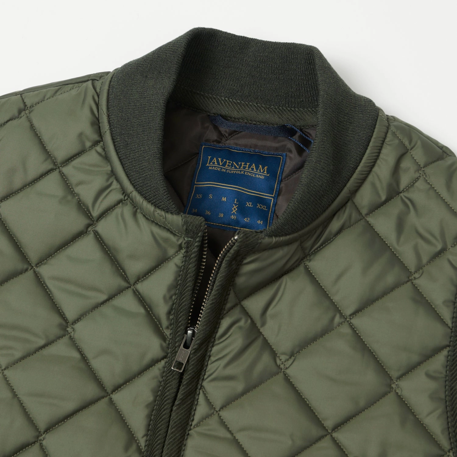 Sustainable Manufacturing Cross Back Ventilation Design Lavenham Zip Bomber Gilet - Olive Green