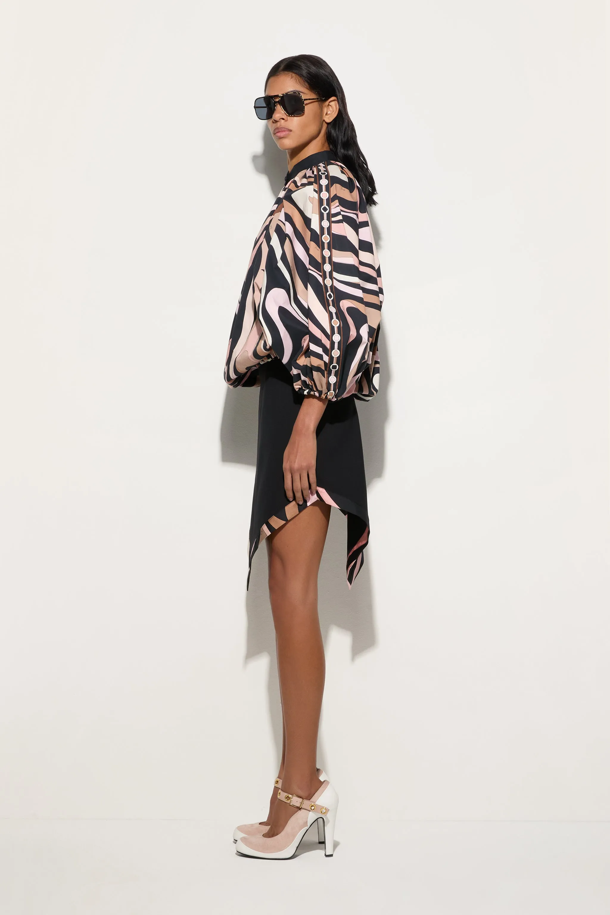 Marmo Print Voluminous Blouse Holiday Travel