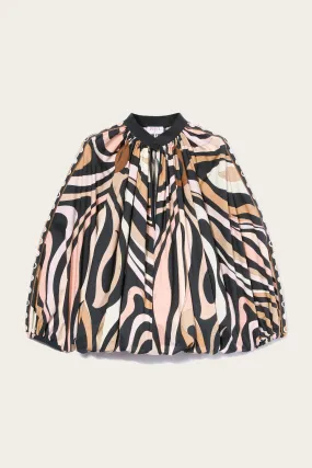 Marmo Print Voluminous Blouse Premium Feel Luxury Feel
