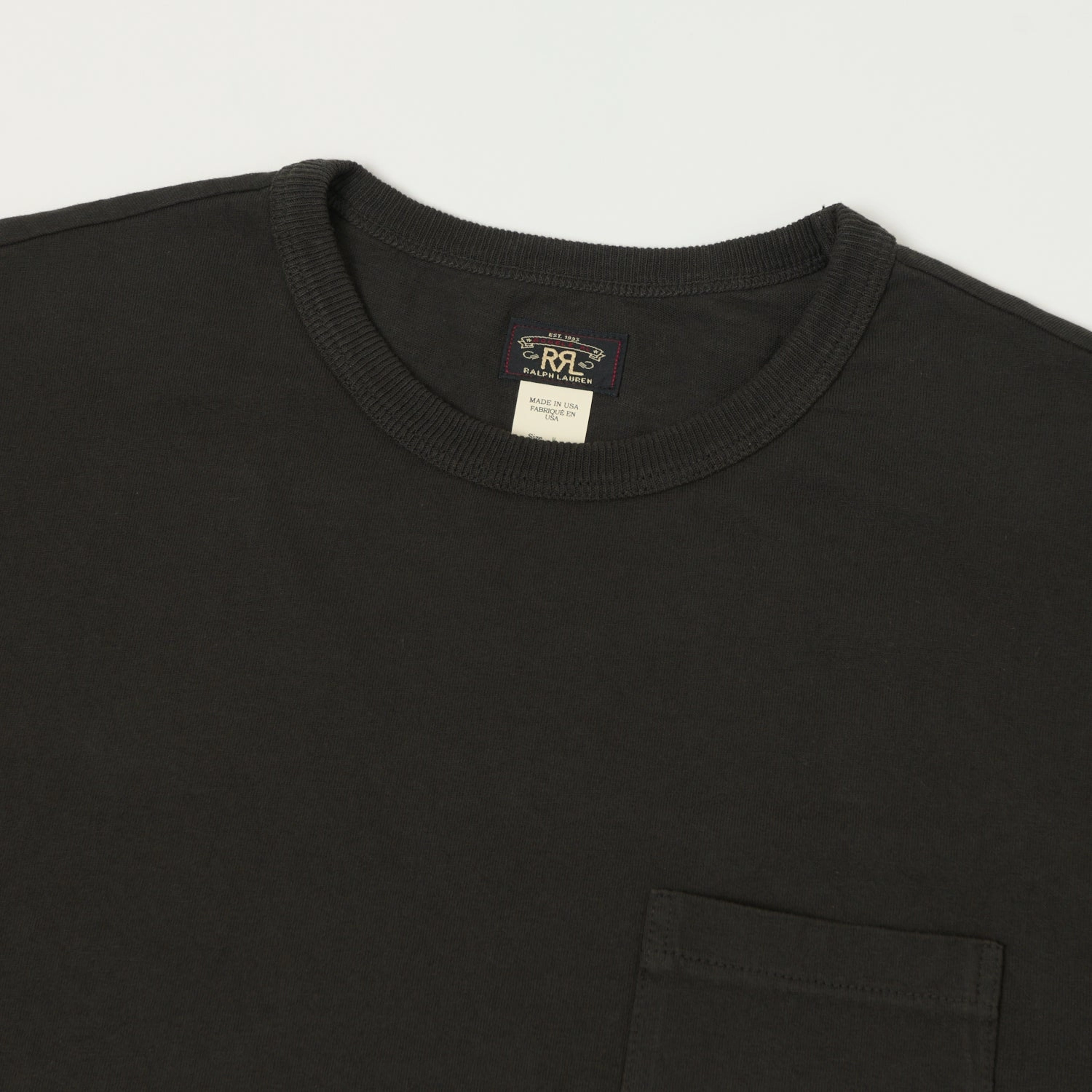 RRL Pocket T-Shirt Two-Pack - Black Micro Perforated Fabric Cozy Design