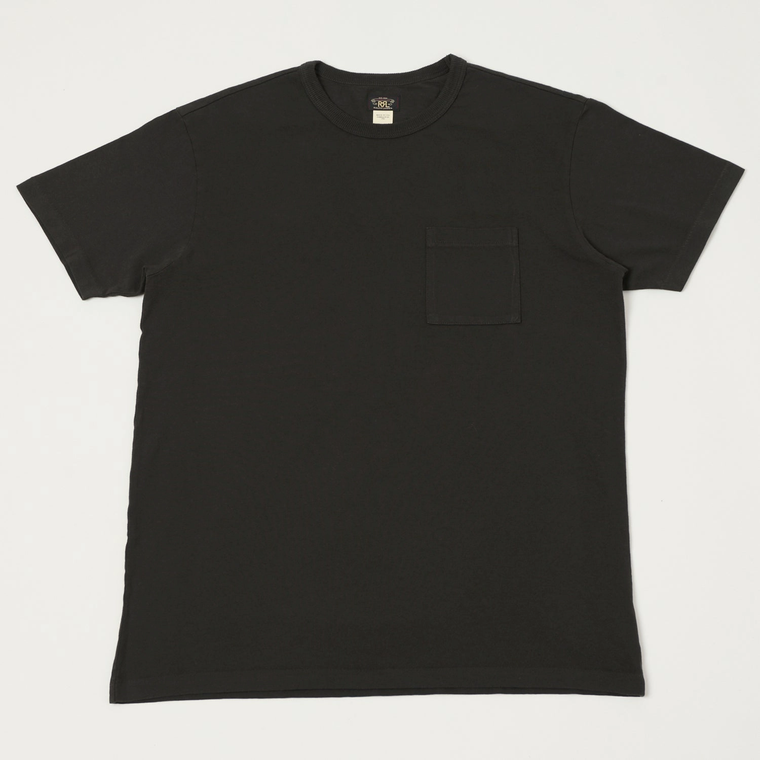 RRL Pocket T-Shirt Two-Pack - Black Double Stitched Seams Solid color purity