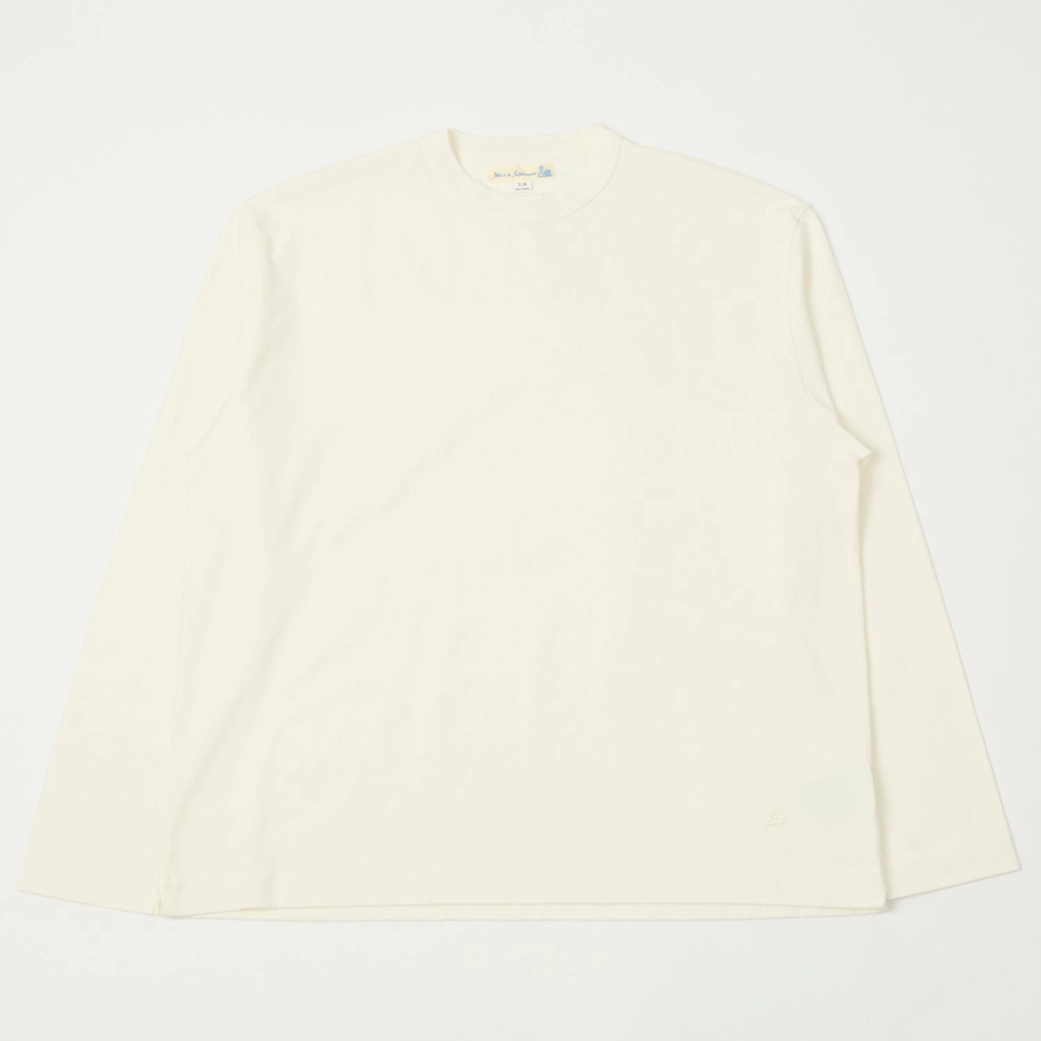 Everyday Wearable Essential Layer Merz b. Schwanen 'Good Basics' Long Sleeve Boxy Cropped T-Shirt - White