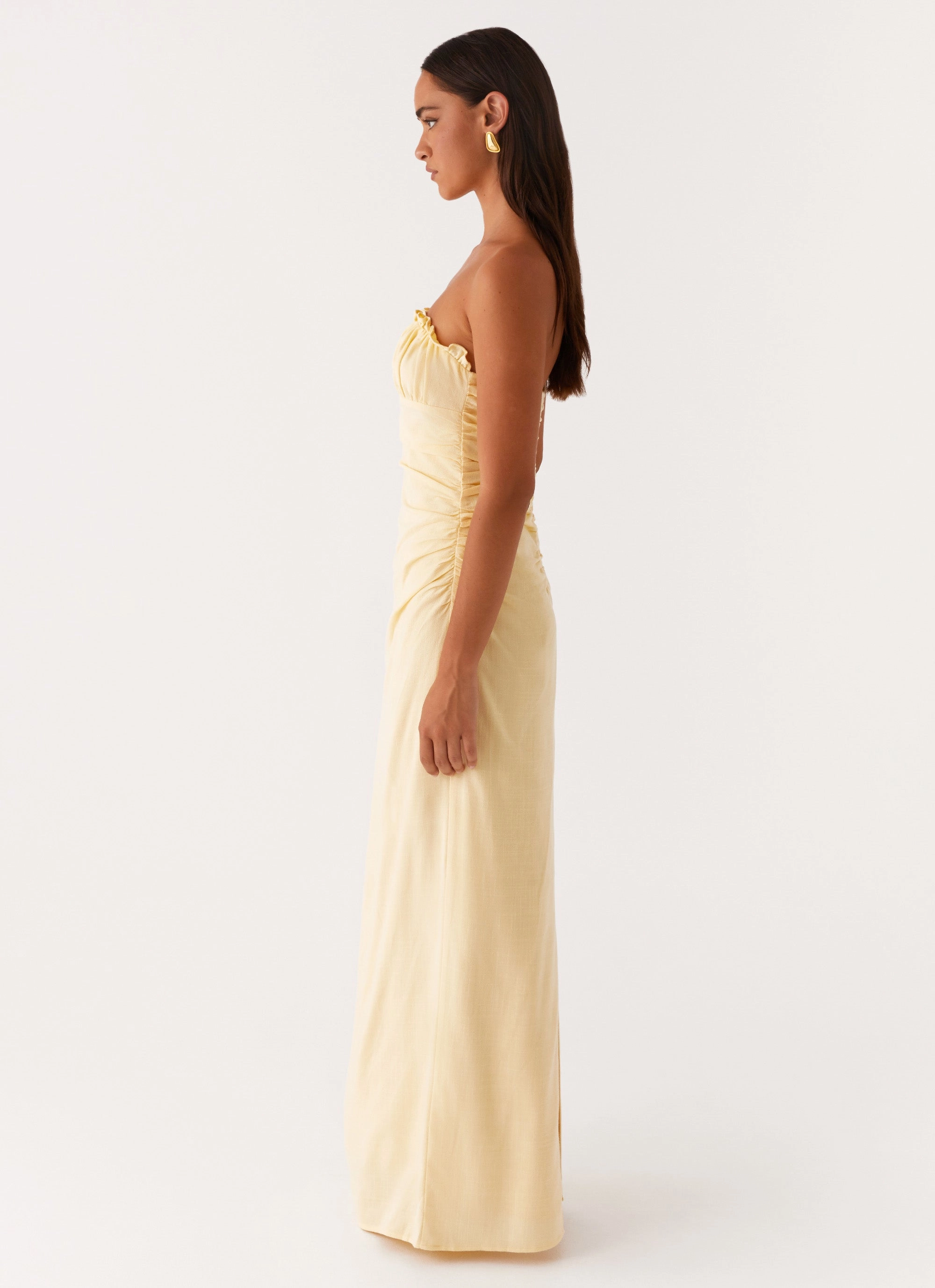 Xena Gathered Maxi Dress - Yellow Wrap Glow Essential Style
