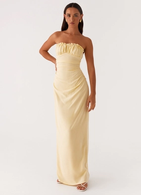 Fitted Shape Xena Gathered Maxi Dress - Yellow