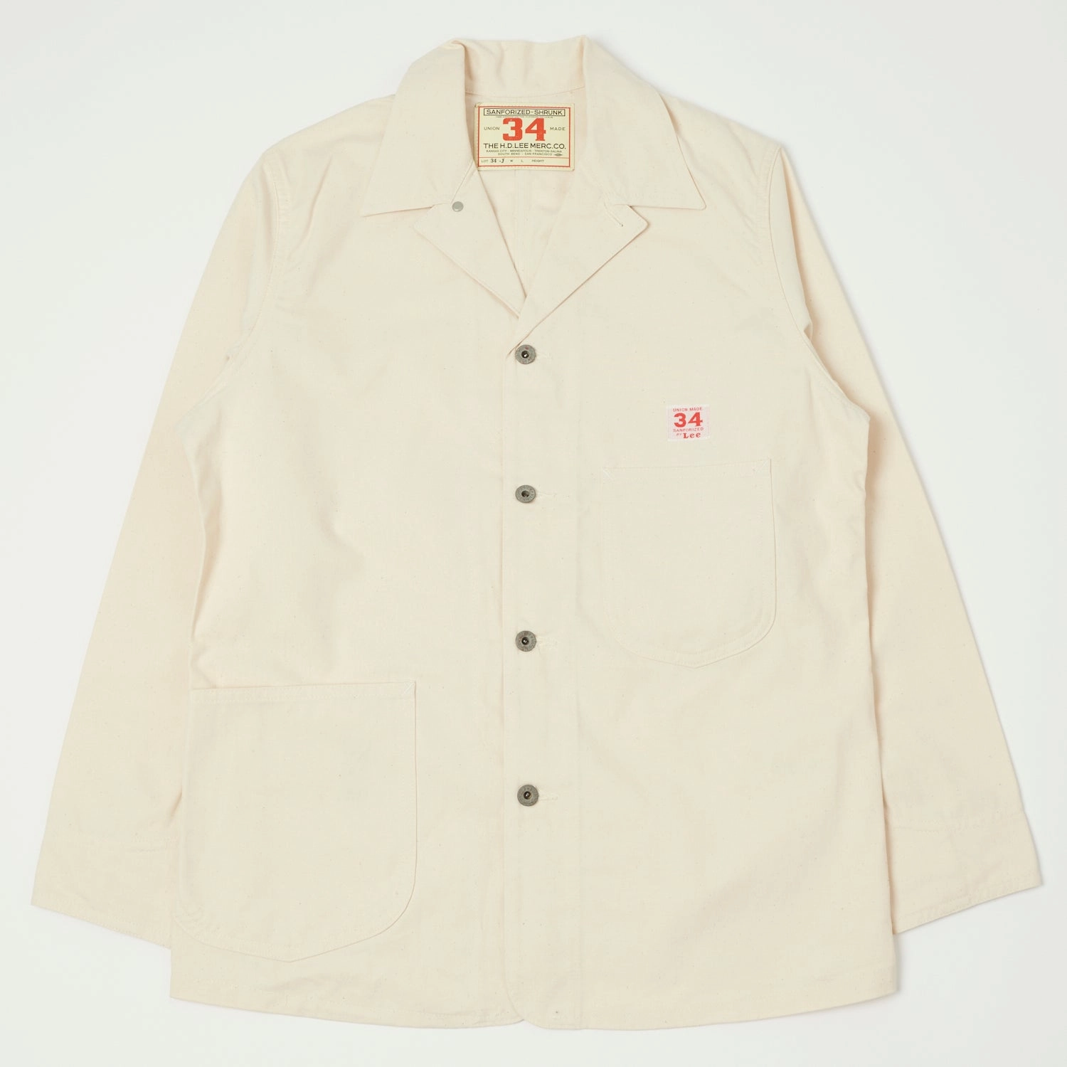 Lee Archives WWII 'Loco' Denim Coverall Jacket - Ecru suitable for summer sports