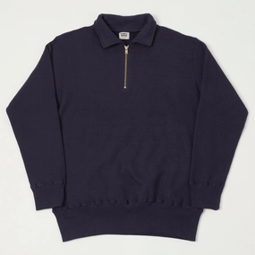 Dubbleworks Tsuriami Quarter Zip Sweatshirt - Navy product abstract mystery Comfy Basics