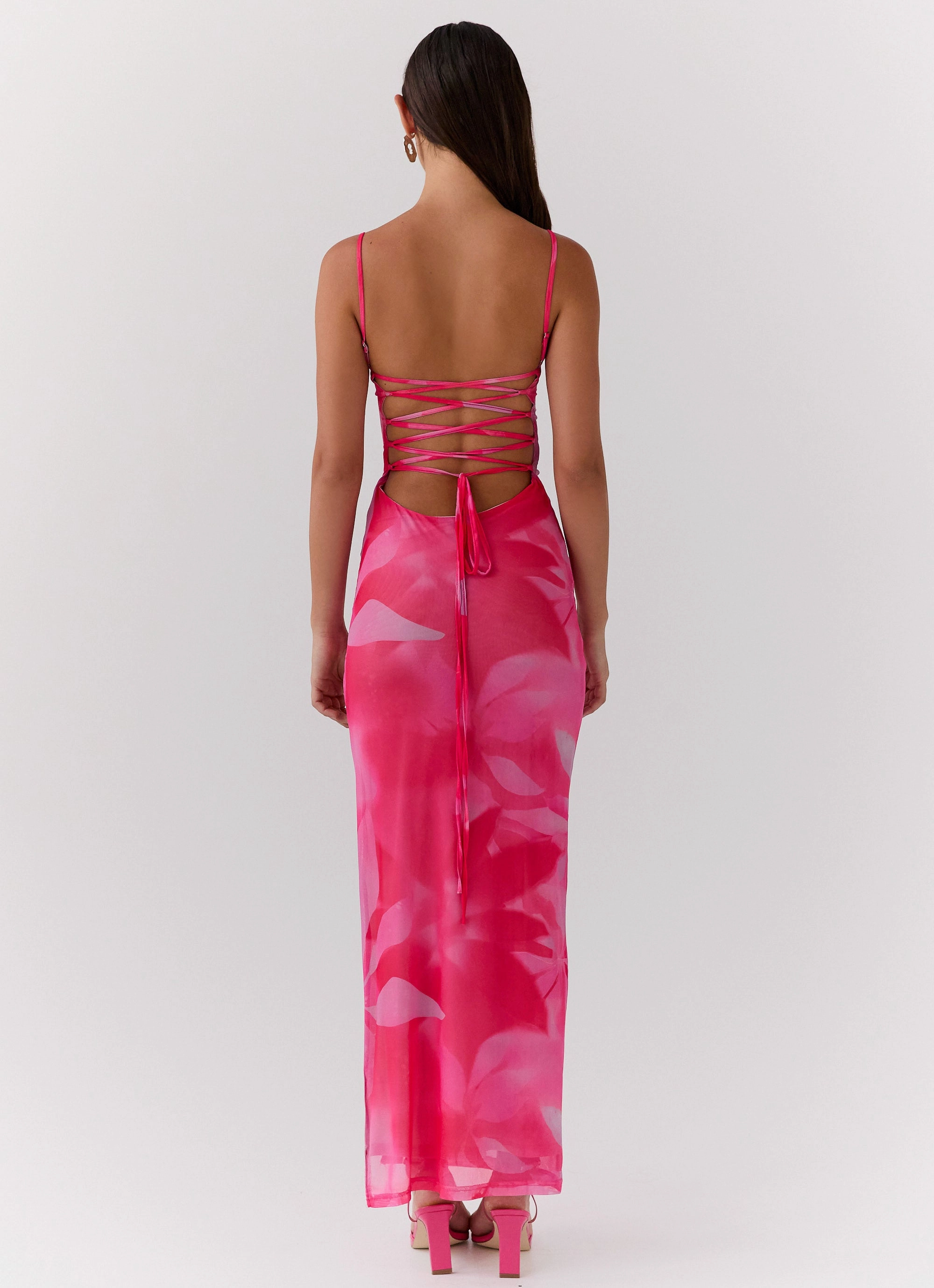 Seasonal Mood Neutral Feel Life In Pink Maxi Dress - Abstract Bloom
