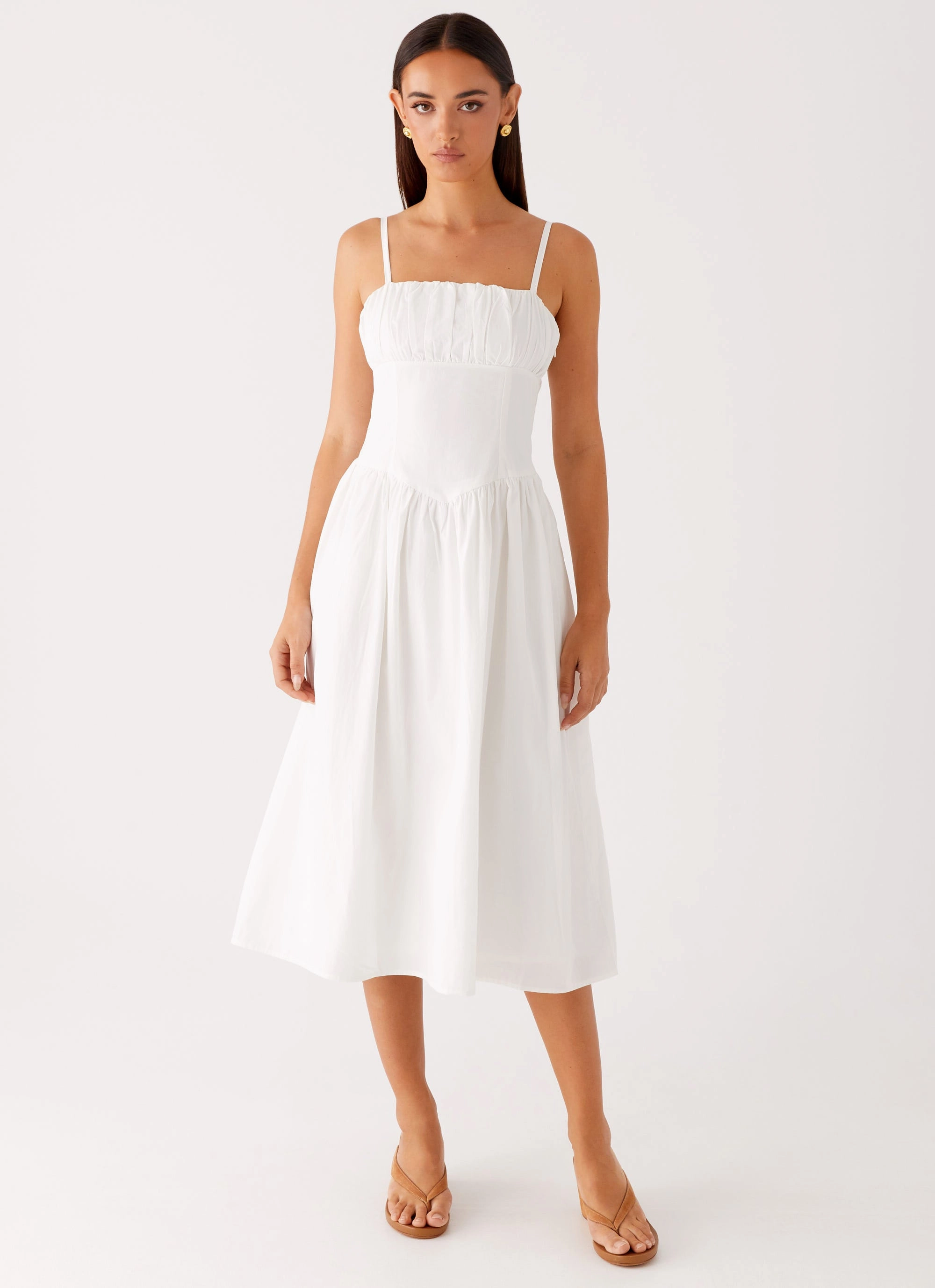 Phillipa Midi Dress - White Relaxed Fit Look