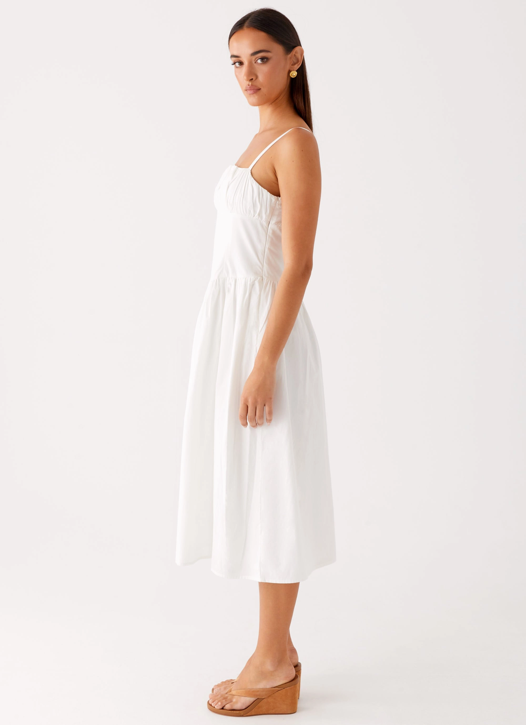 Sleek long-sleeve dress Phillipa Midi Dress - White