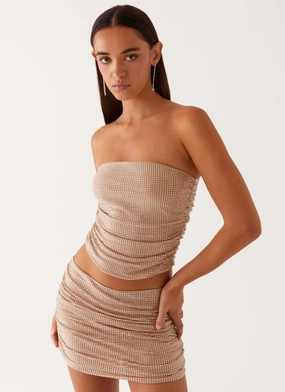 Fitted Design Brightside Rhinestone Mini Skirt - Silver