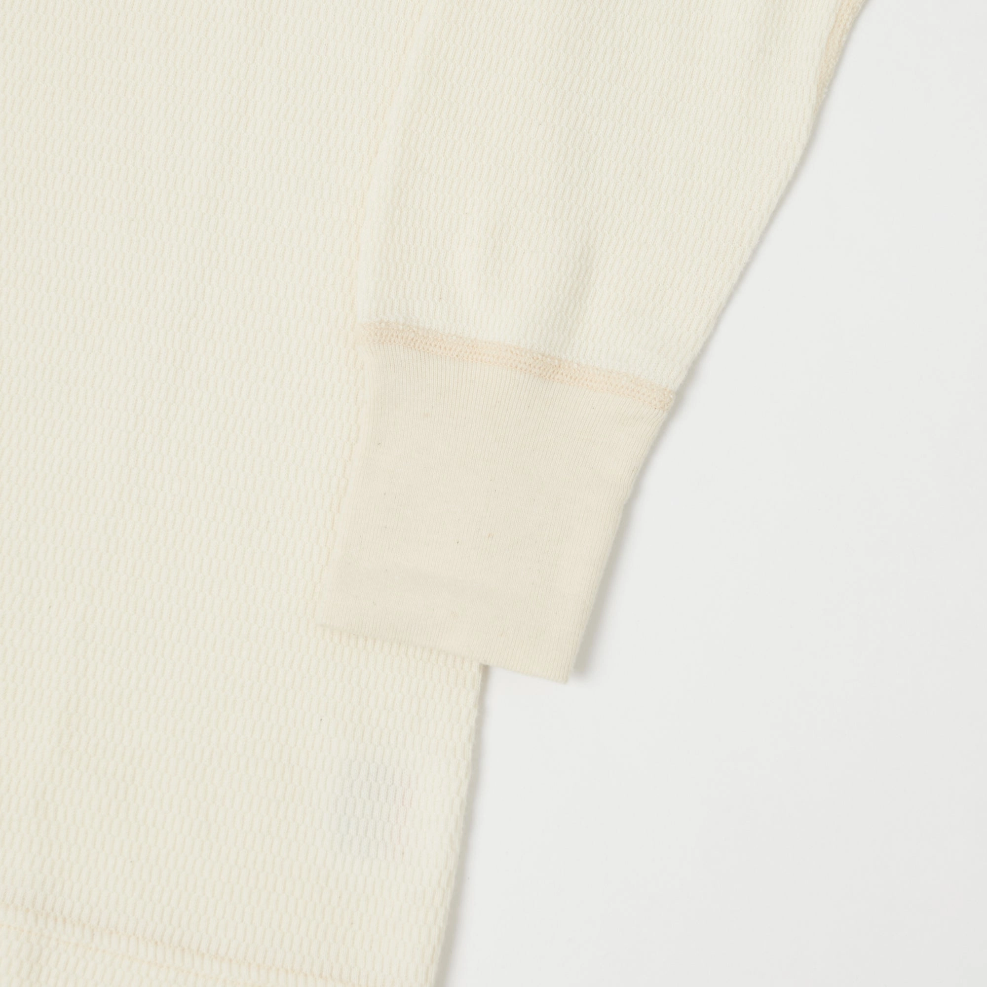 Dubbleworks Long Sleeve Thermal Henley - Off White Stretch Fit