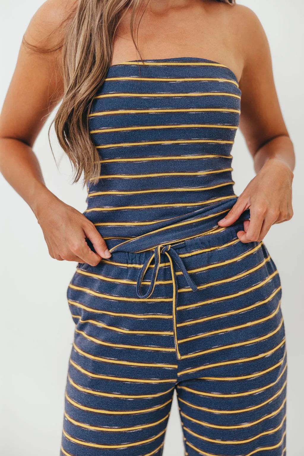 Weight Distribution Tech Jennifer Striped Tube Top in Vintage Navy