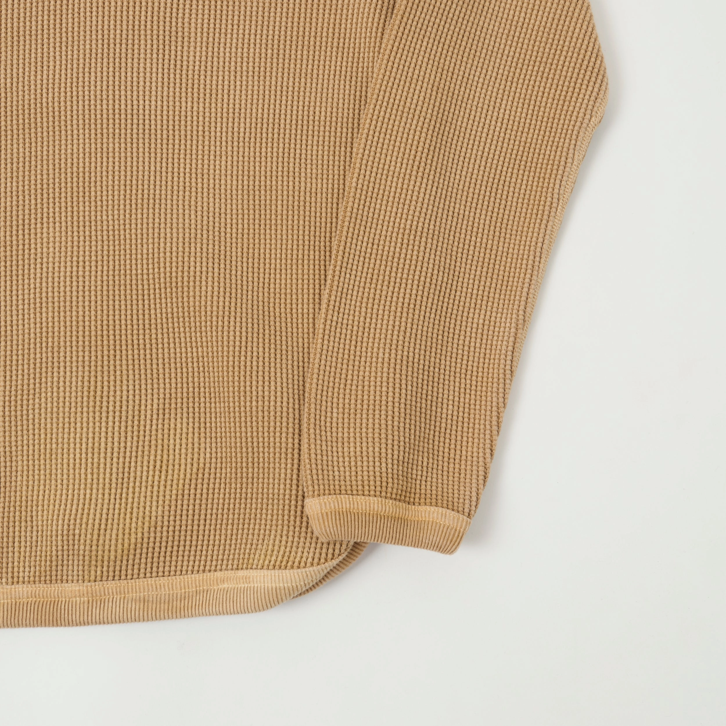 Layering Piece Collared Full Count 5964 Heavyweight Waffle T-Shirt - Beige