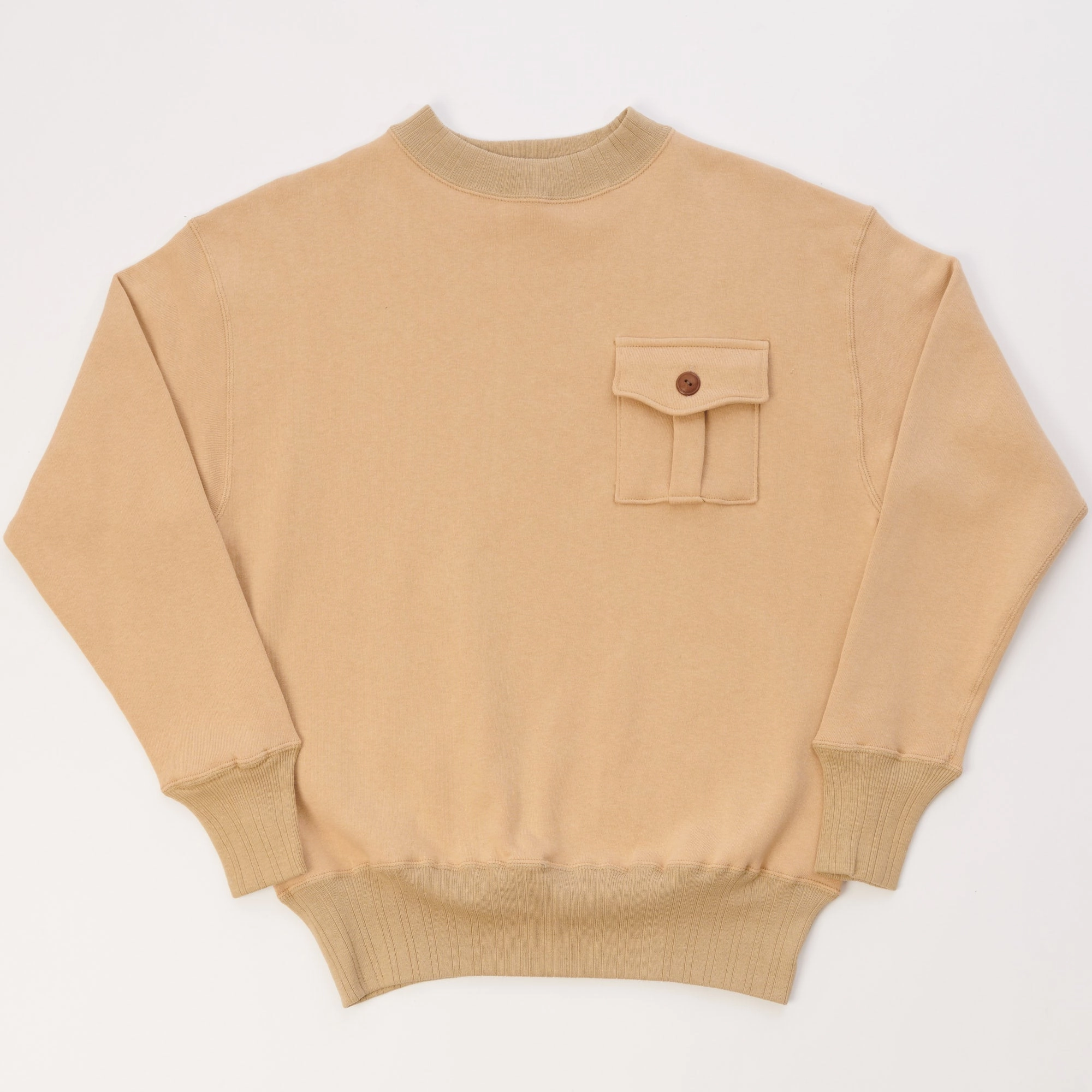 Cozy Chic stain resistant coating Warehouse & Co 478 Military Sweatshirt - Beige