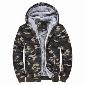 West Louis? Winter Thick Fleece Camo Hoodie Comfy Layers