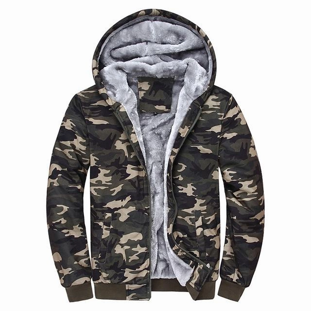 West Louis? Winter Thick Fleece Camo Hoodie Stretchable Waist Stylish Comfort