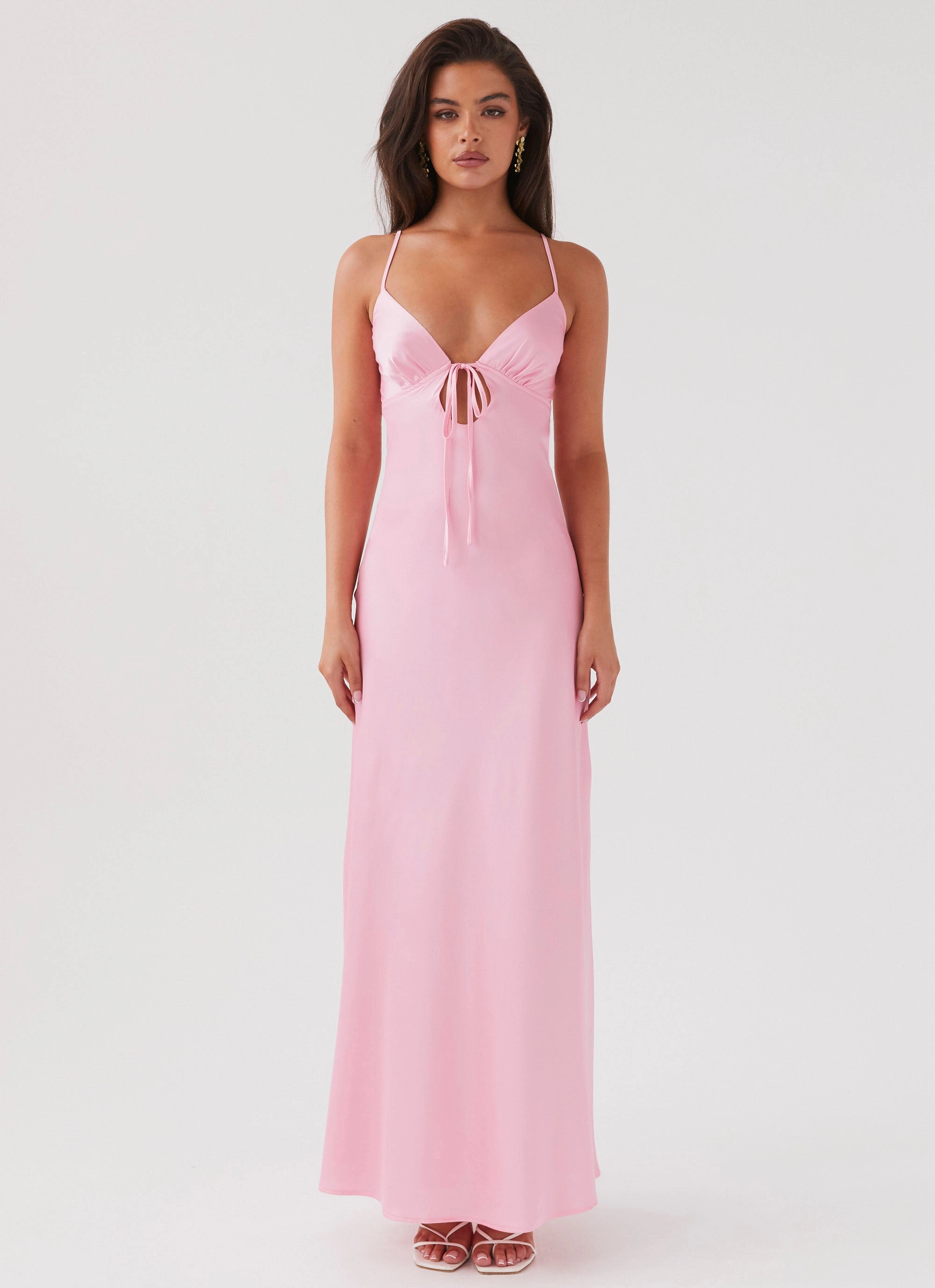 Silky Shape Flora Satin Maxi Dress - Candy