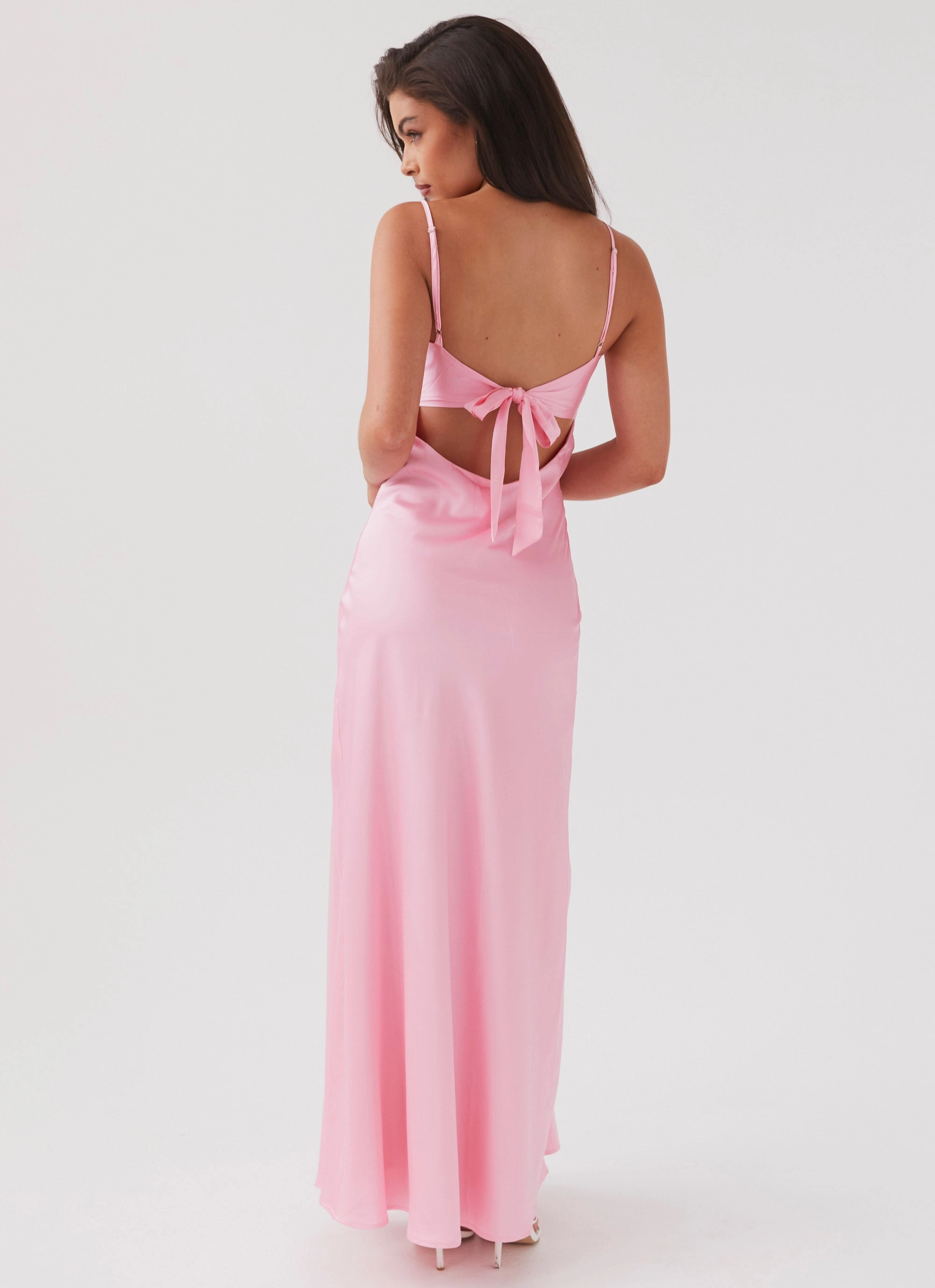 Form Fit Flora Satin Maxi Dress - Candy