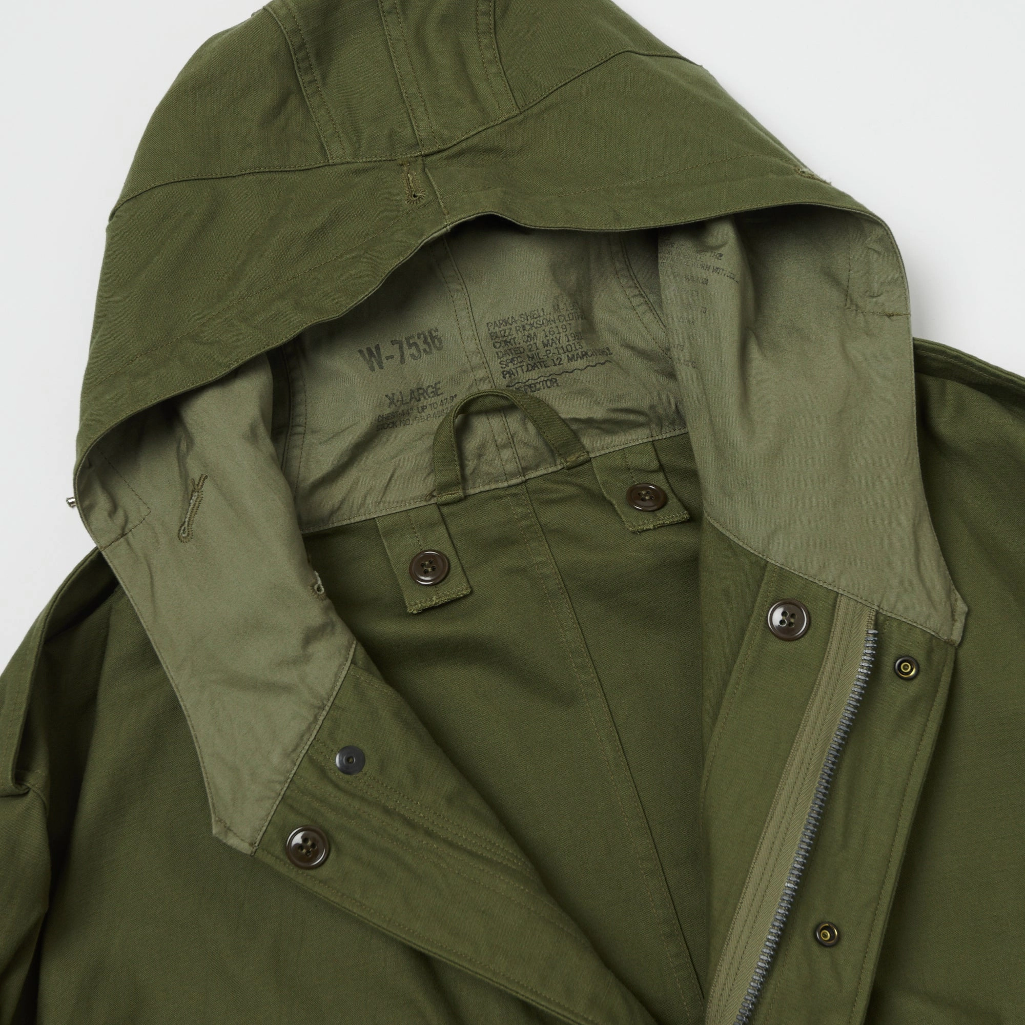 Buzz Rickson's U.S. Army M-51 Fishtail Parka - Olive Drab Quilted Construction Four Way Stretch