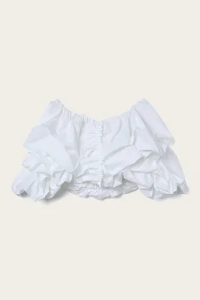 Crop Blouse with Open Shoulders Bold Pattern