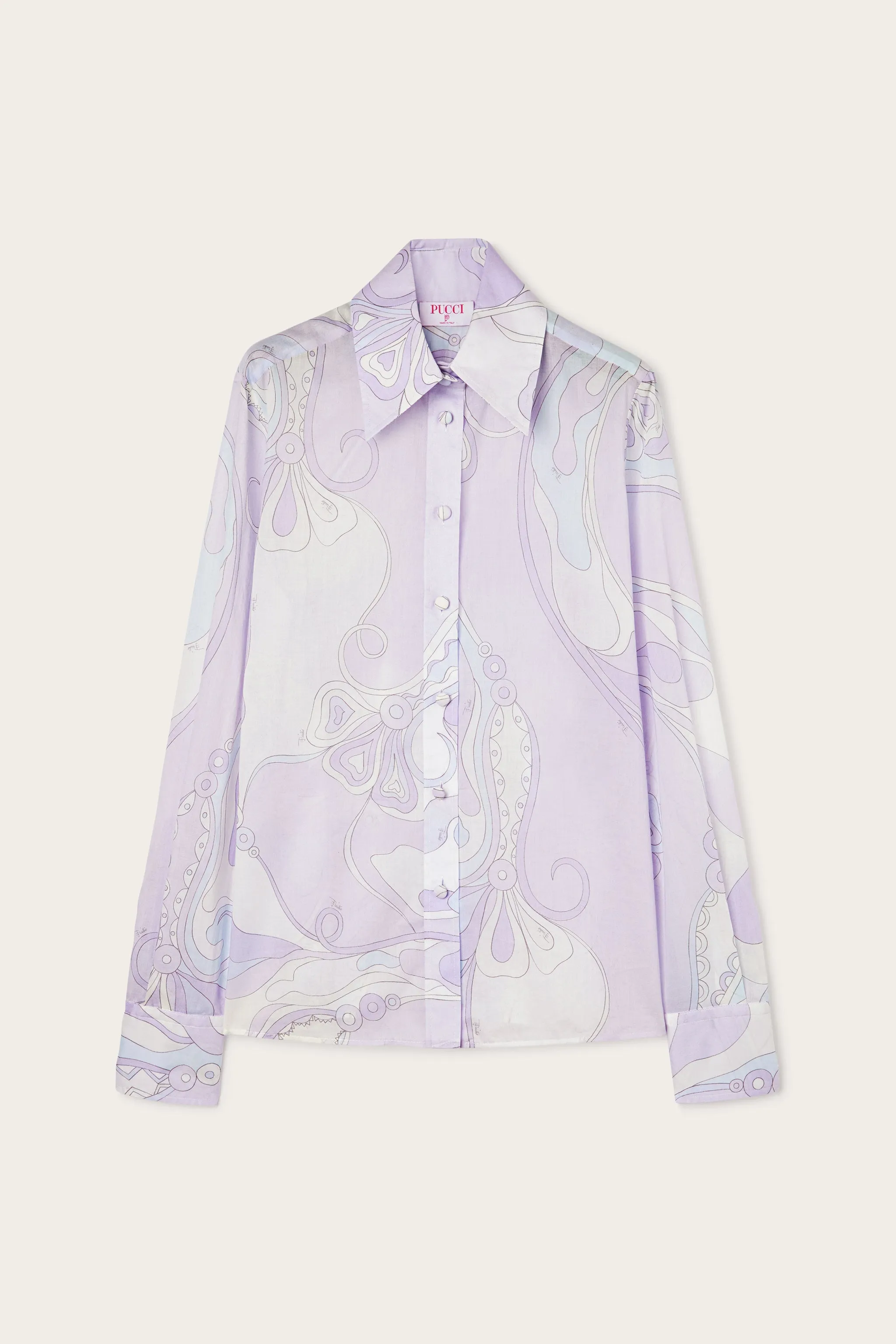 Classic Color Orchidee Print Cotton Shirt