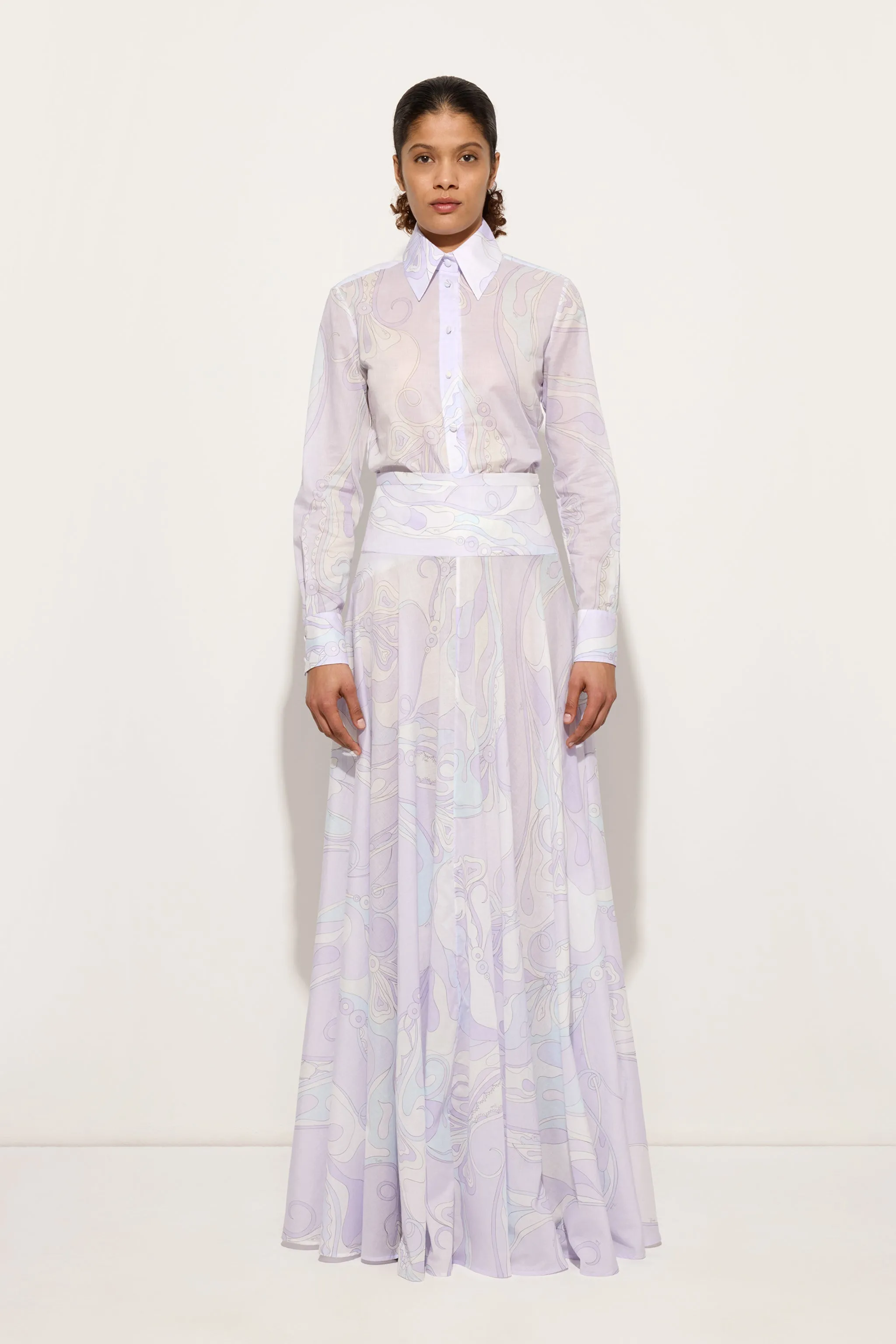 Preppy Vibe Orchidee Print Cotton Shirt