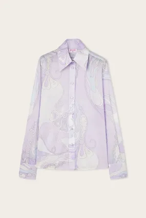 Classic Color Orchidee Print Cotton Shirt