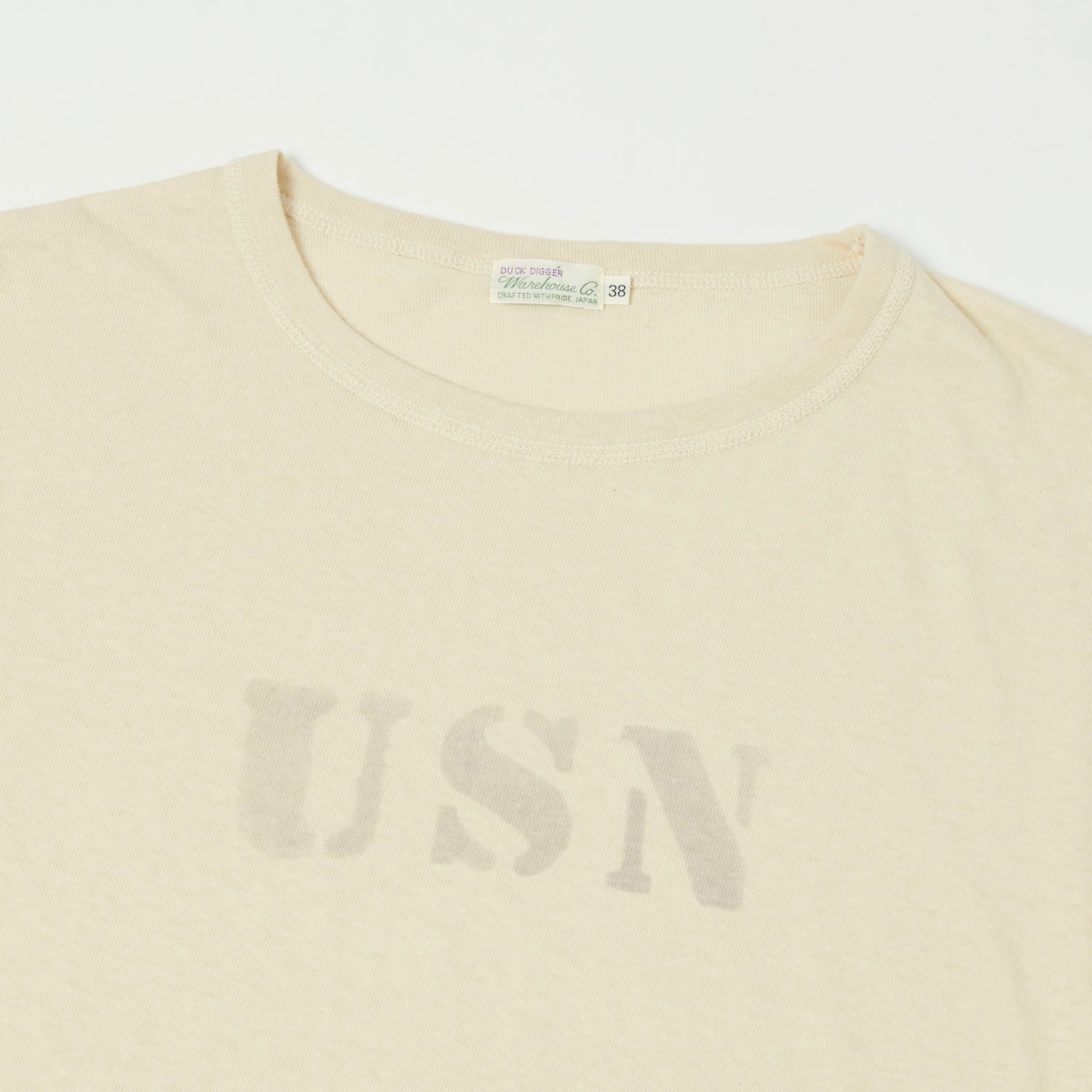 Relaxed fit style Warehouse & Co 4091 Duck Digger 'USN' Skivvy T-Shirt - Beige