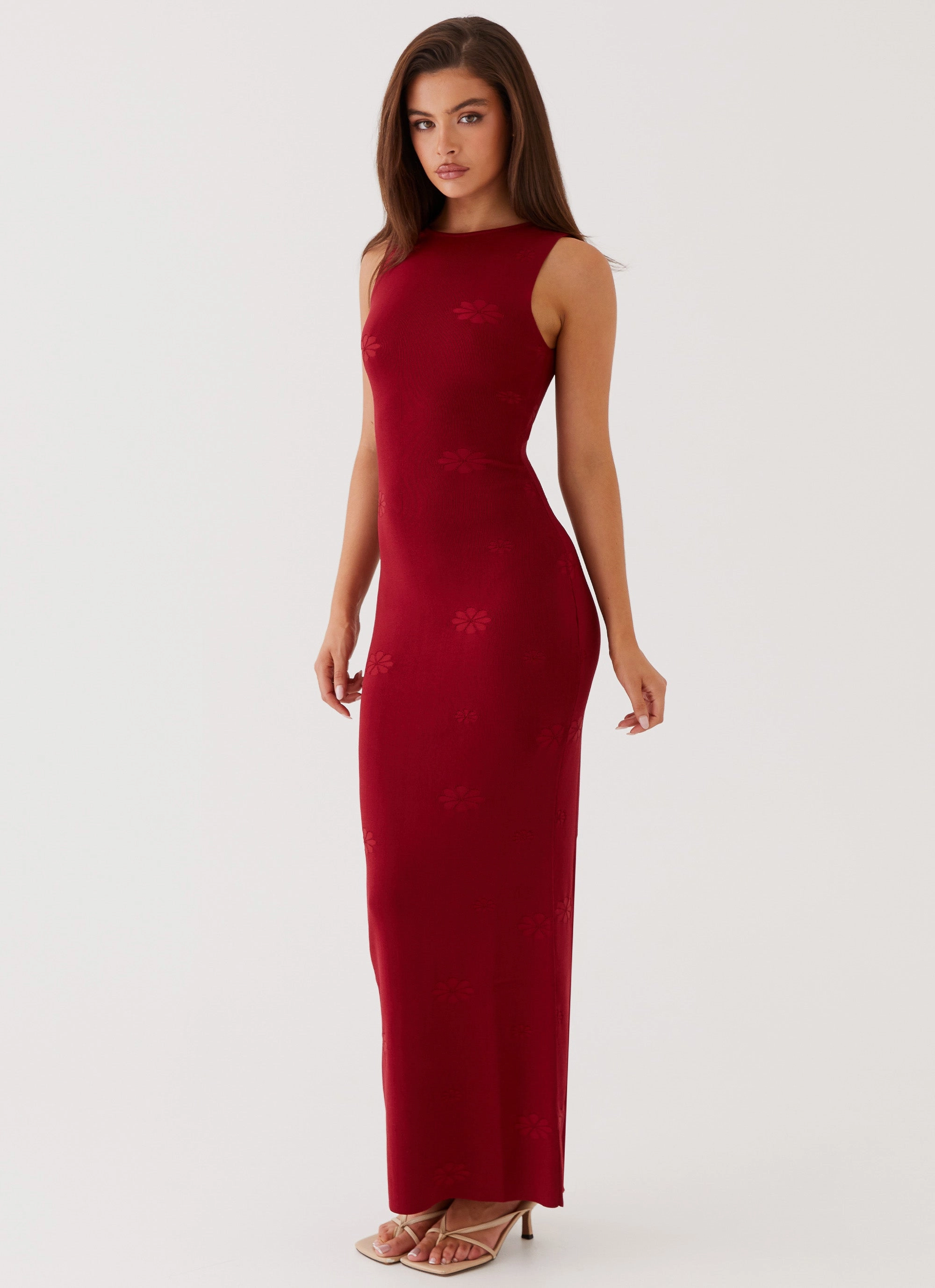 Perfect for Layering Holly Knit Maxi Dress - Red