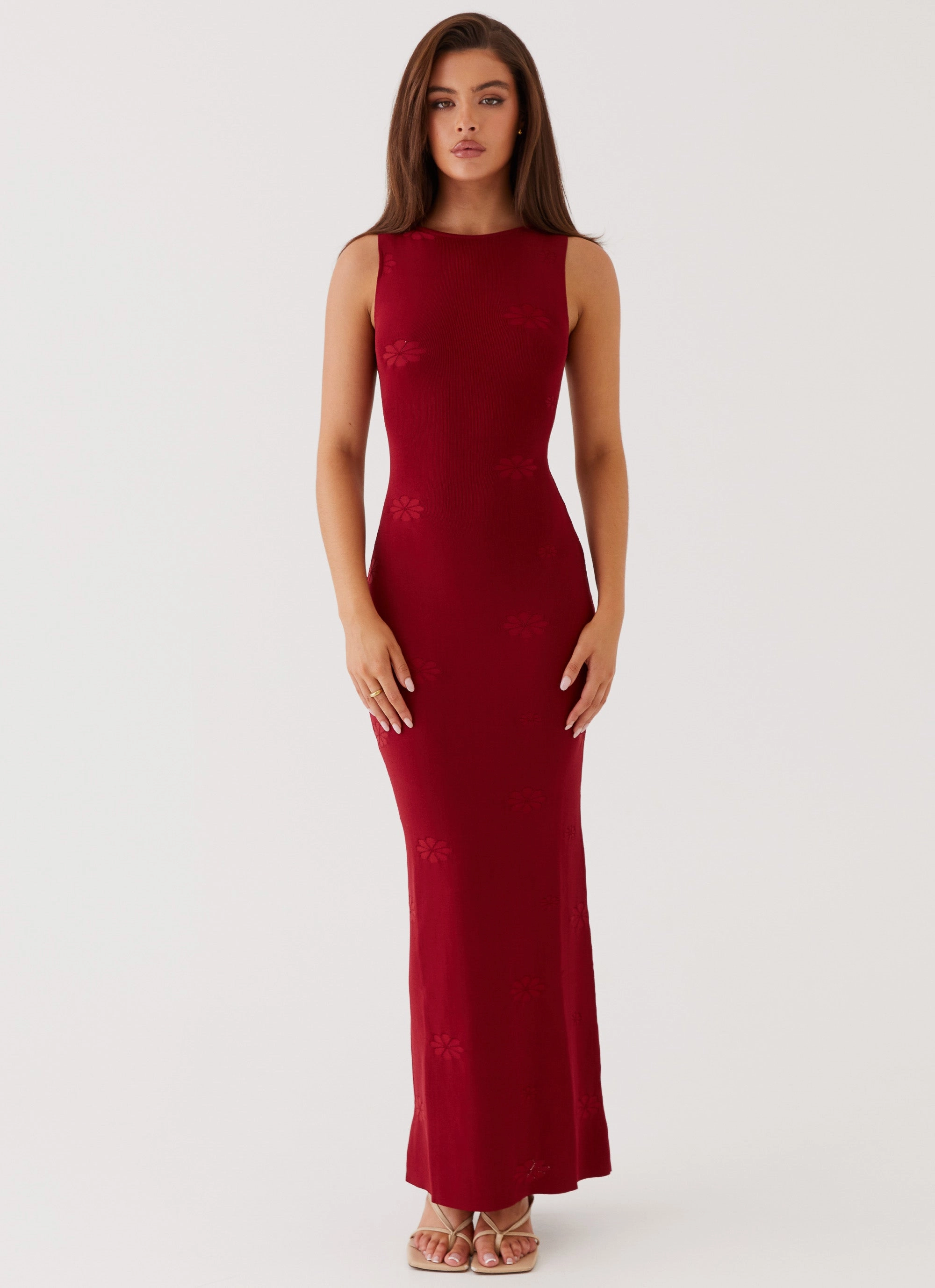 Street Ready All Layer Holly Knit Maxi Dress - Red