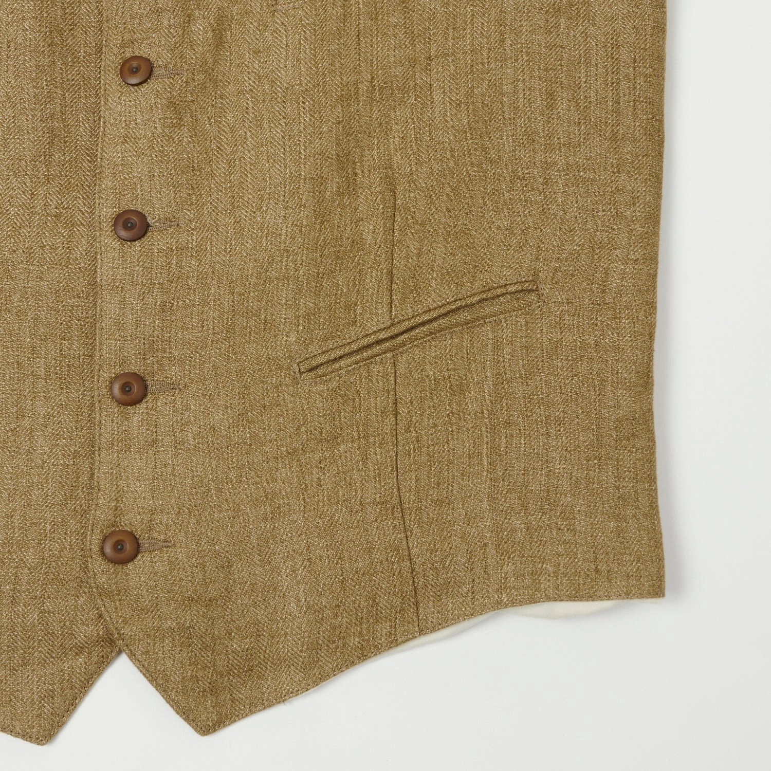 Reinforced Stitching East Harbour Surplus 'Smith'  Vest - Herringbone Brown/White