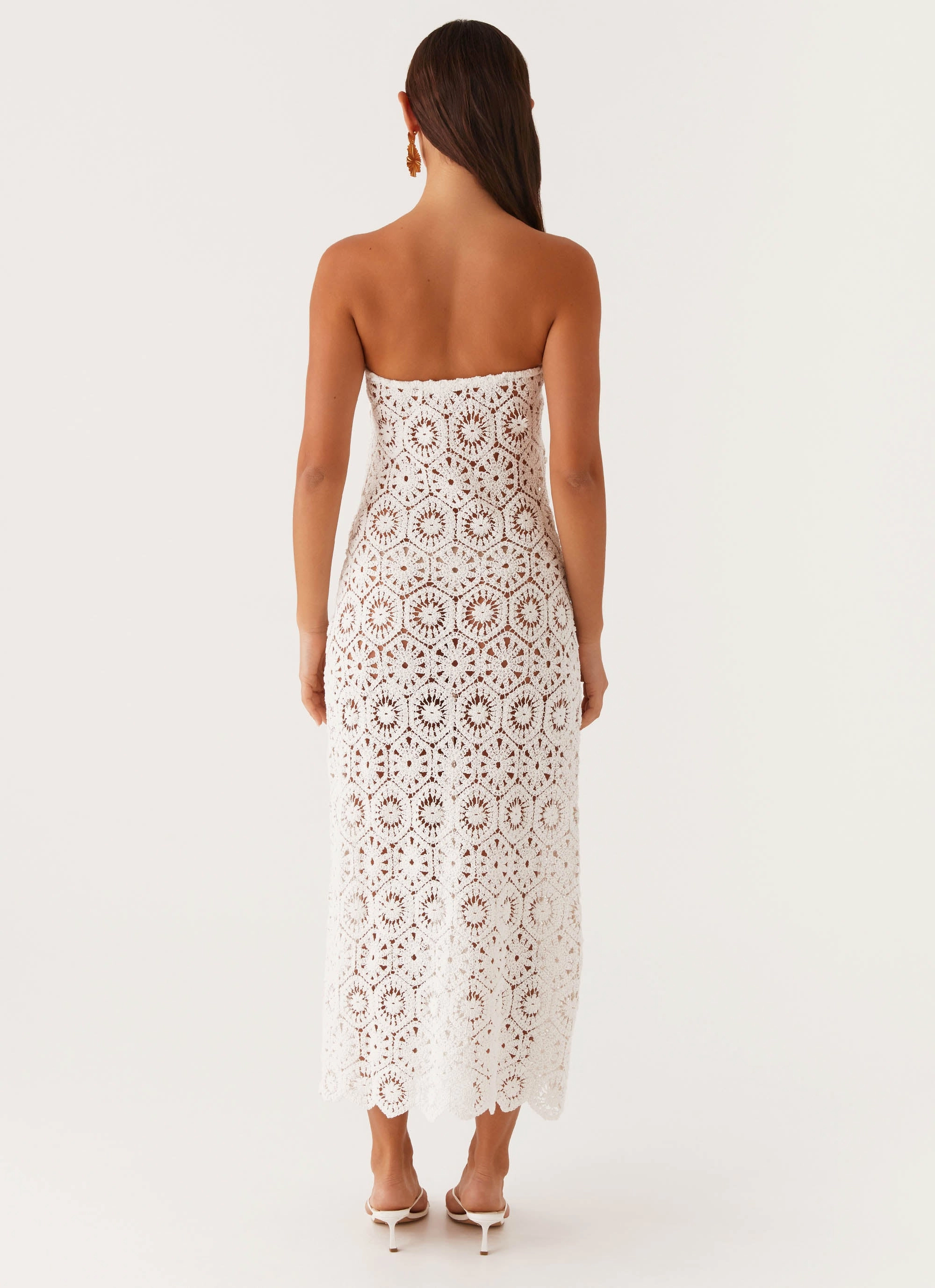 Kingsly Crochet Maxi Dress - White Statement-Buttons Body Positive