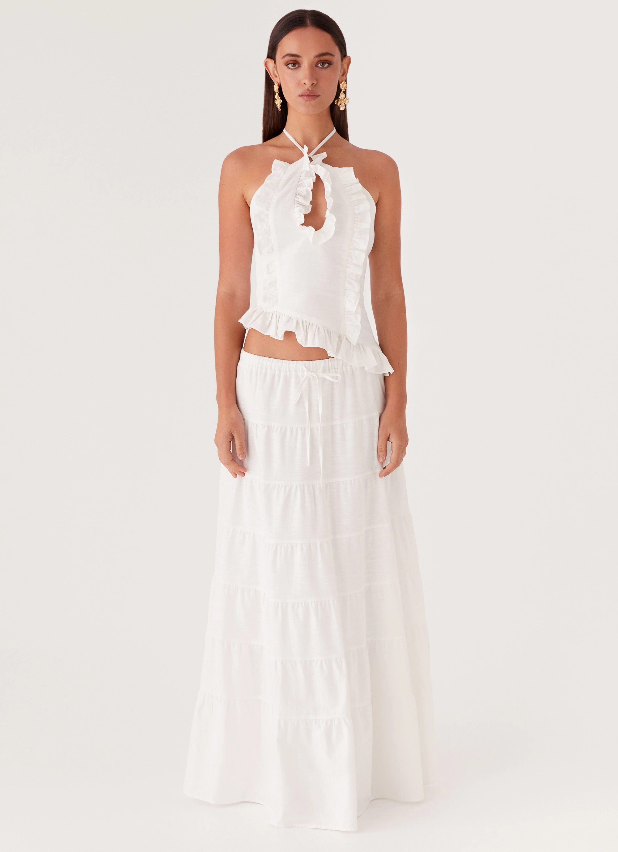 Casual weekend dress Mariella Linen Maxi Skirt - White
