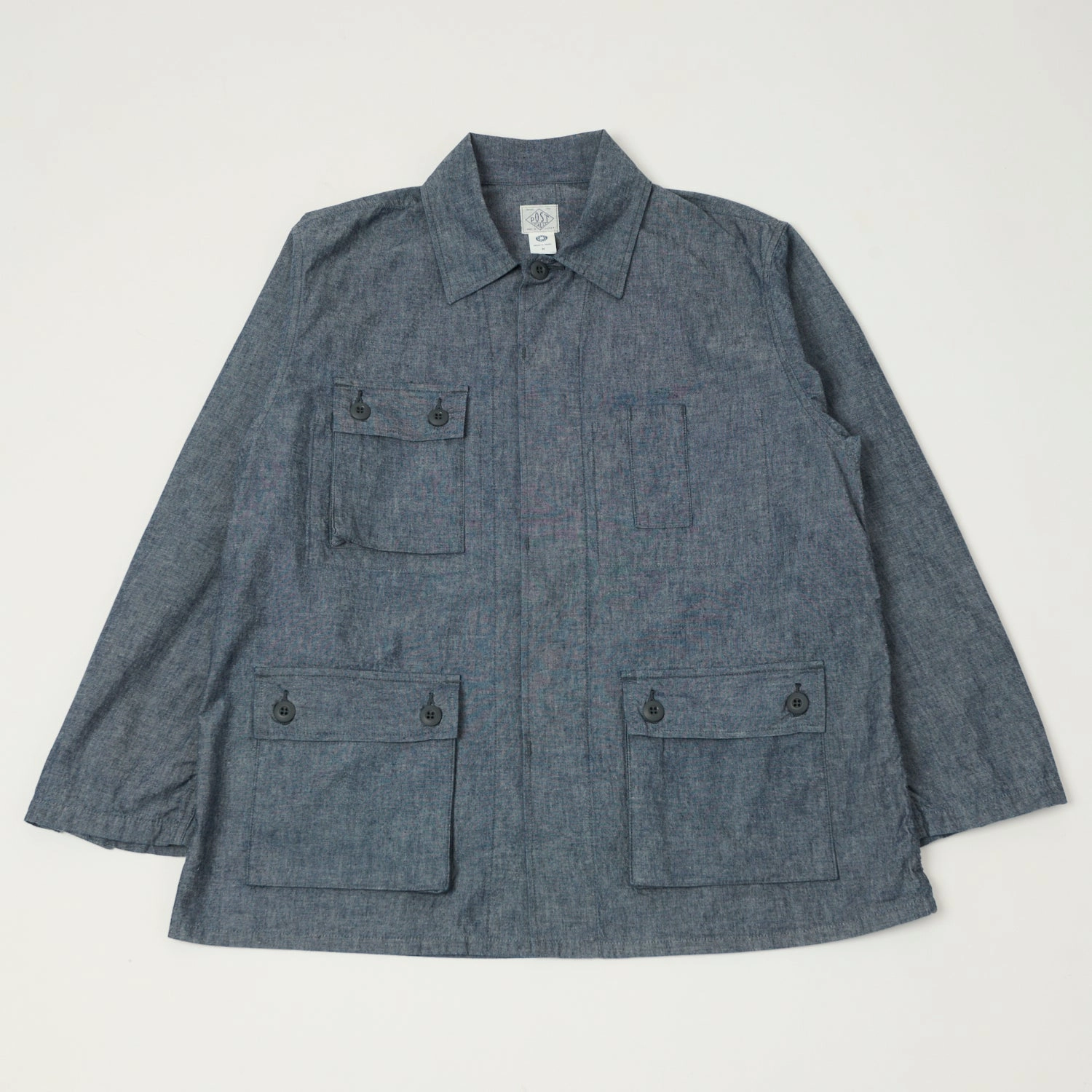 Urban Commute Trendy Accessory Post Overalls Chambray 'BDU' Field Jacket - Indigo