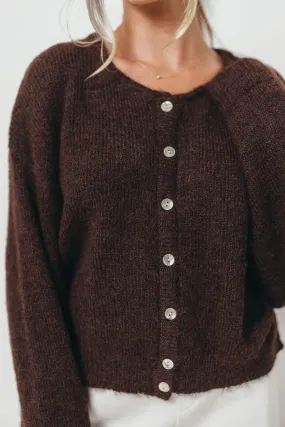Sleek Texture Breathable Texture Lucas Cardigan Top in Dark Chocolate
