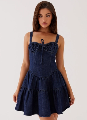 Lucie Denim Mini Dress - Indigo Nature Inspired Bold Touch