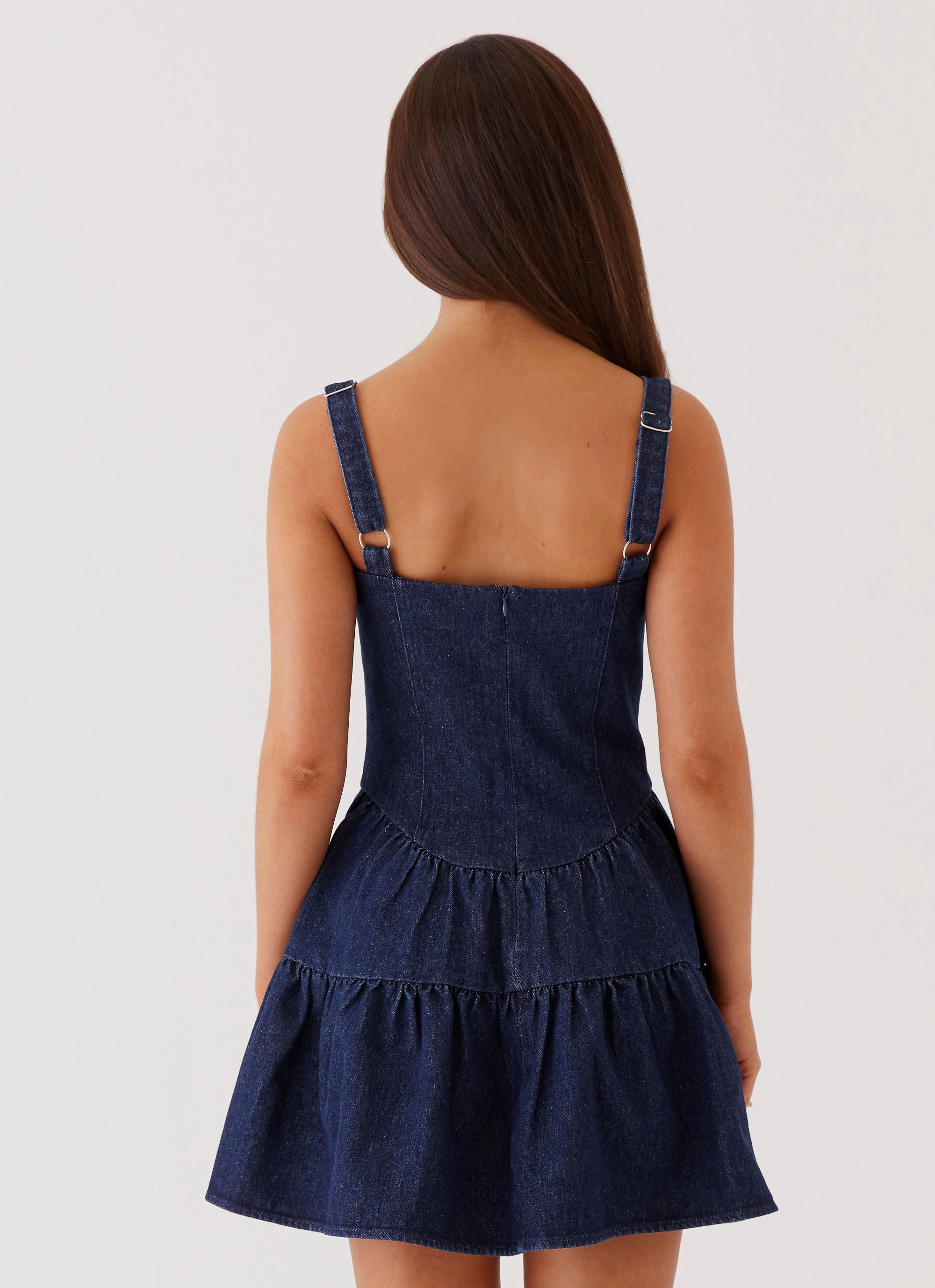 Lucie Denim Mini Dress - Indigo Love Energy Soft Draping