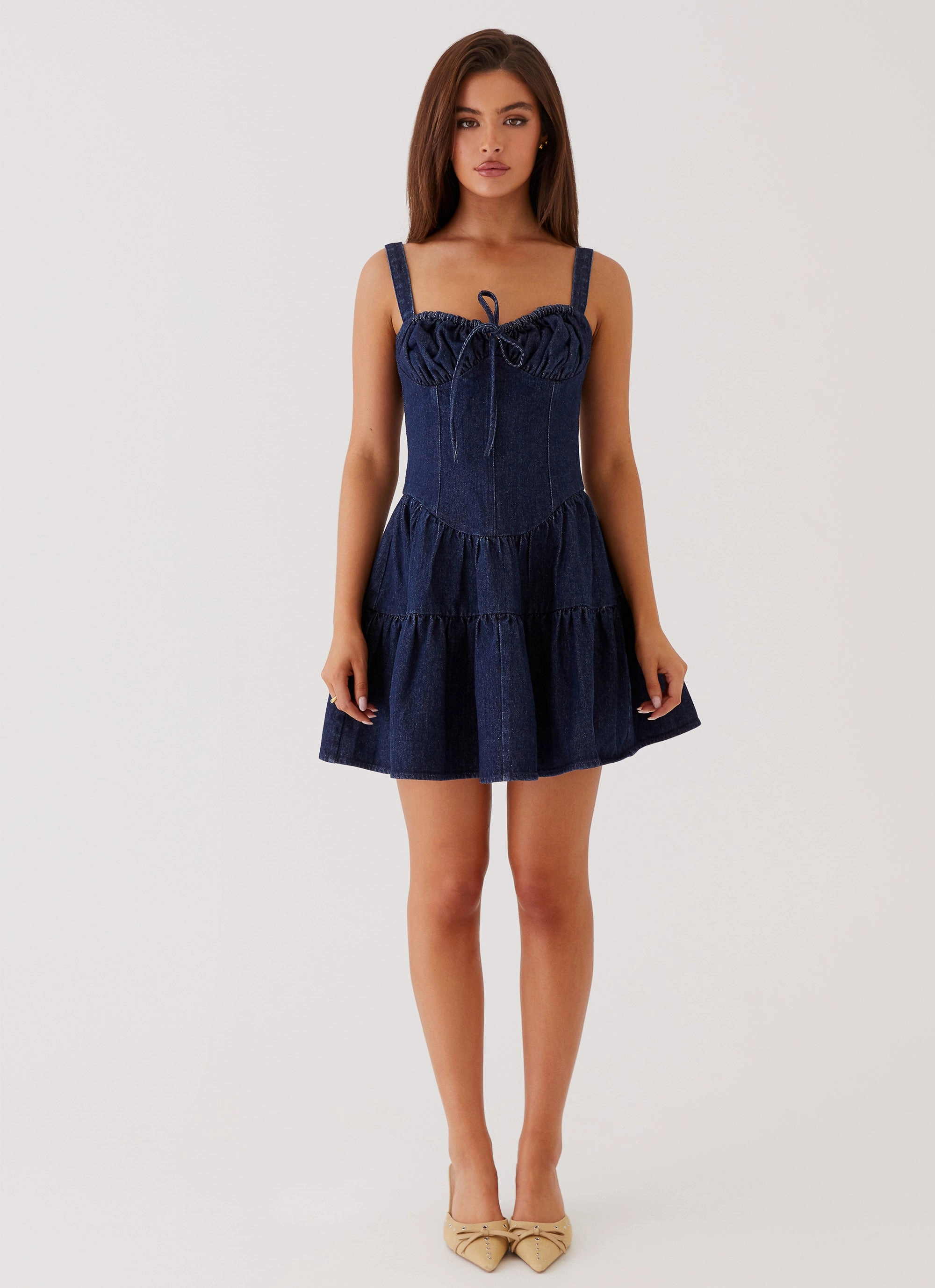 Lucie Denim Mini Dress - Indigo Inner lining