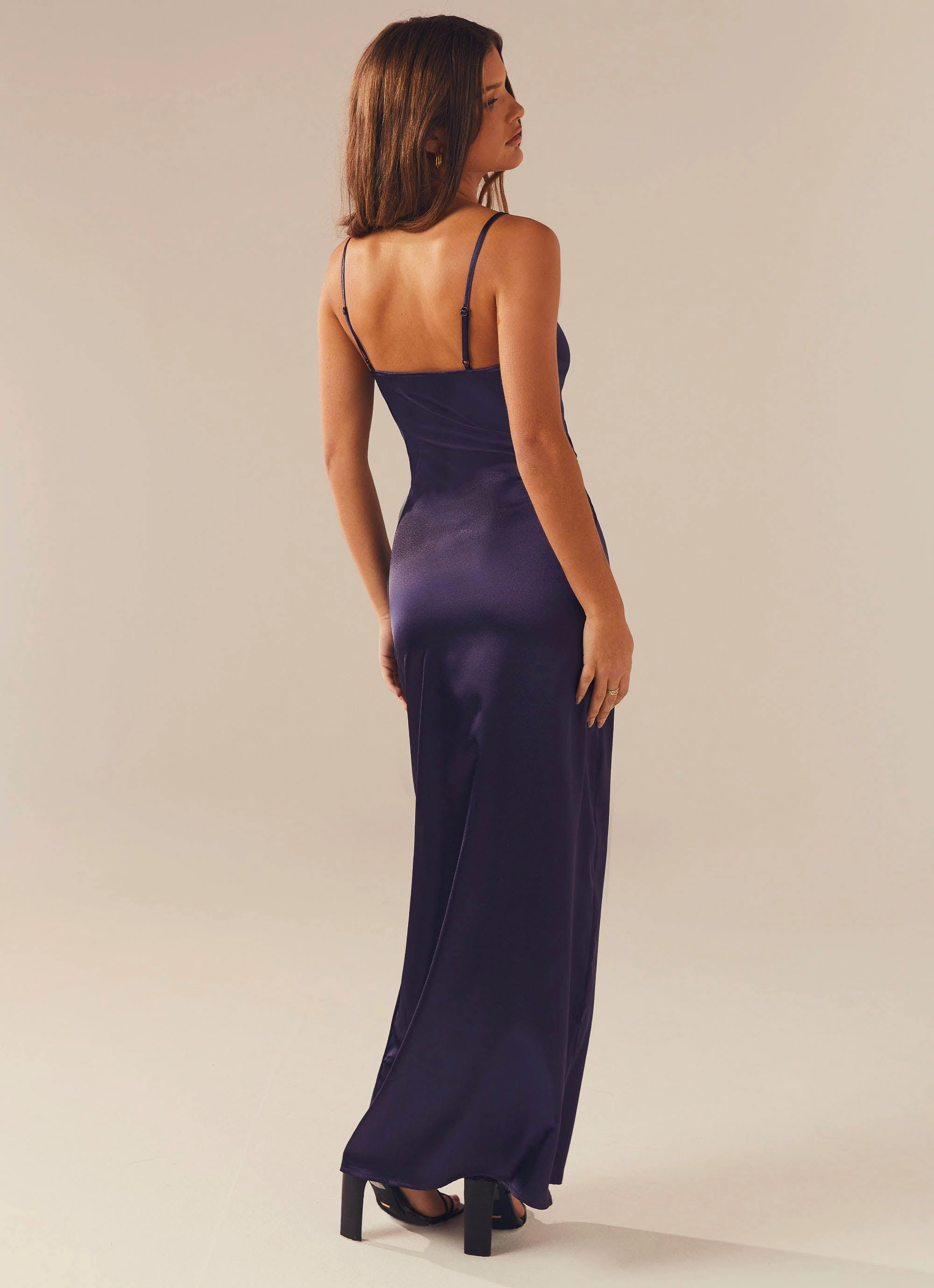Lucille Satin Maxi Dress - Midnight Blue TearResistantFabric Calm Tone