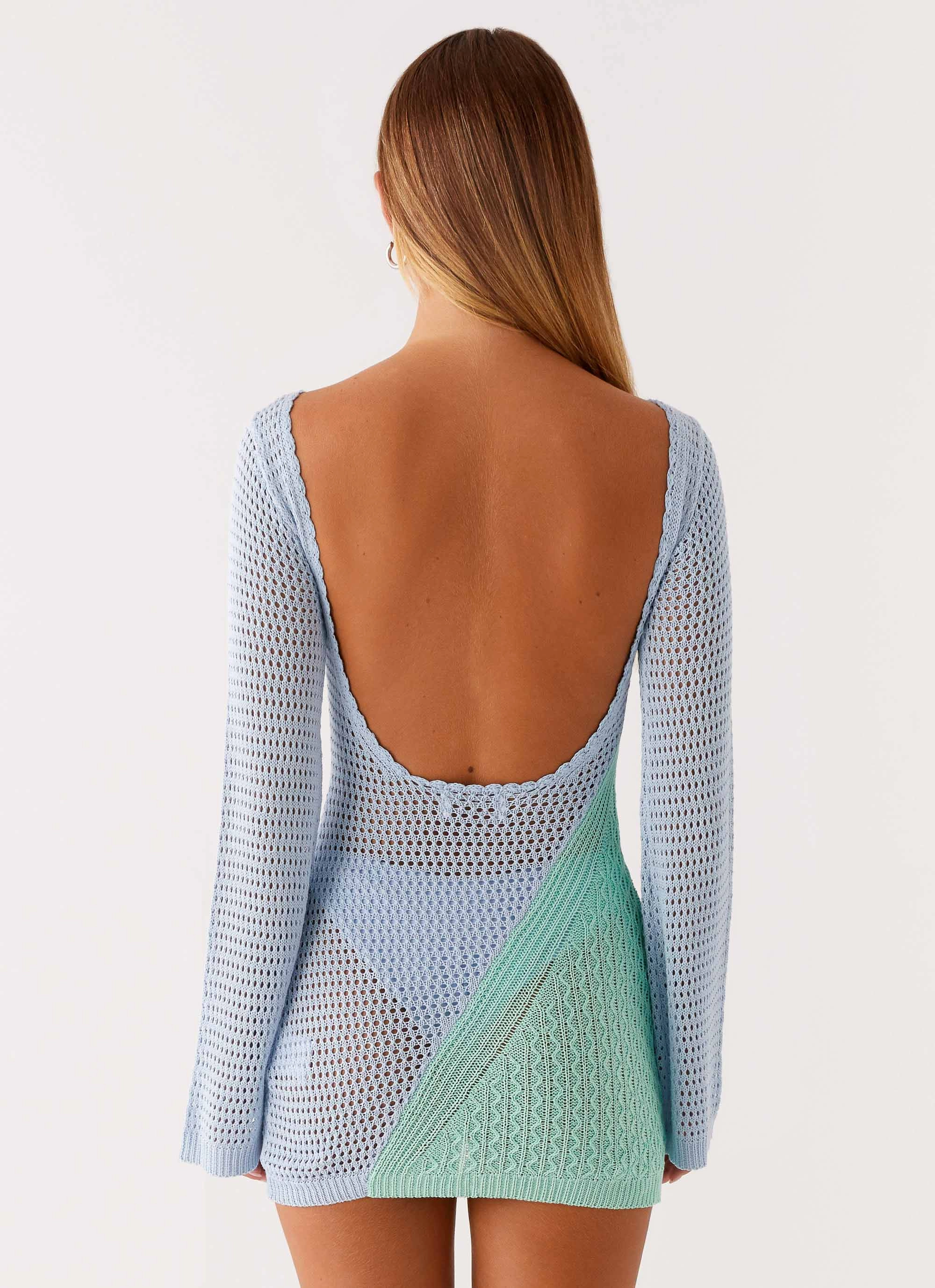 Estie Long Sleeve Crochet Mini Dress - Multi Polished Design